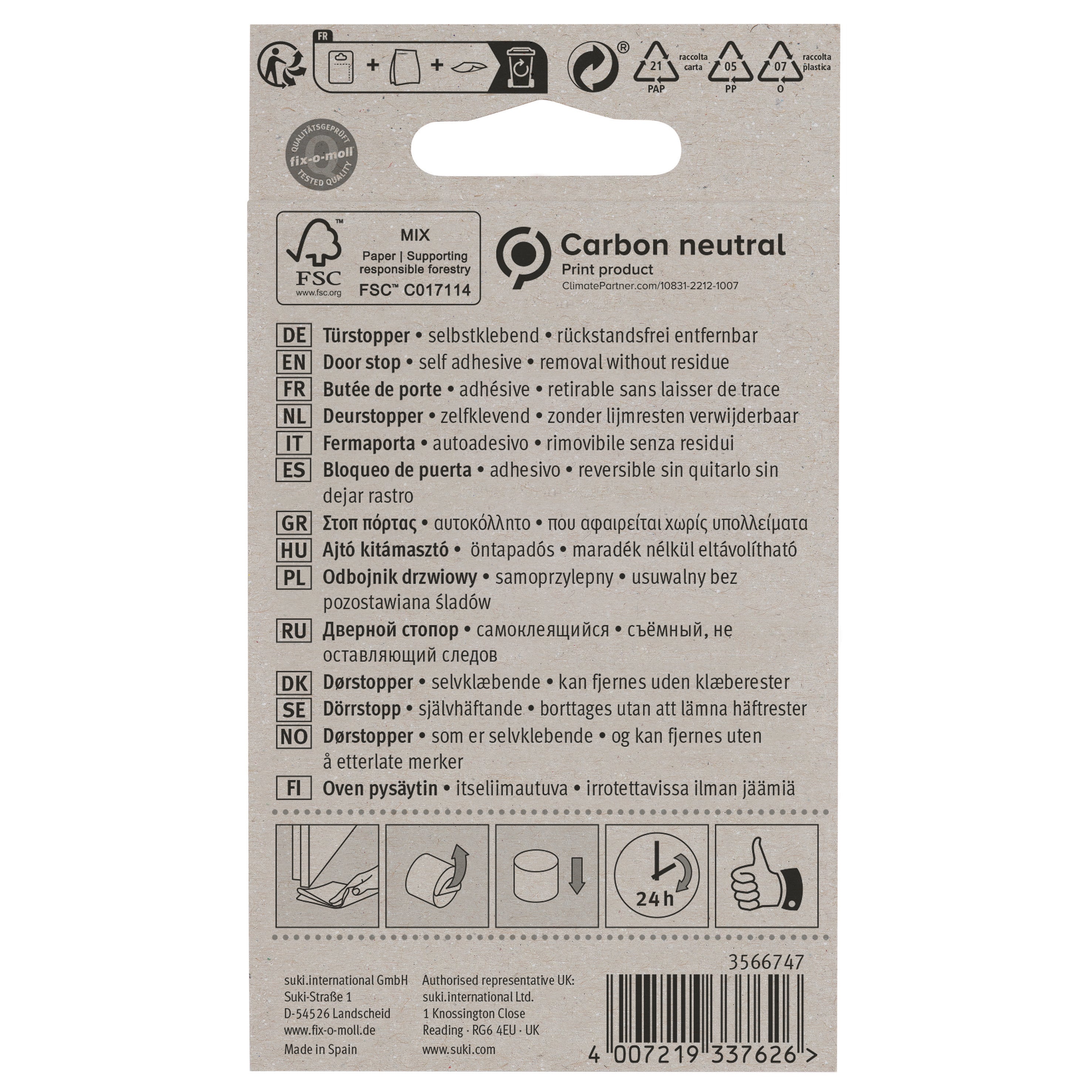 Butée de porte à coller résine FIX-O-MOLL transparent, ⌀3.3 x L.3.8 x H.3 cm - 4