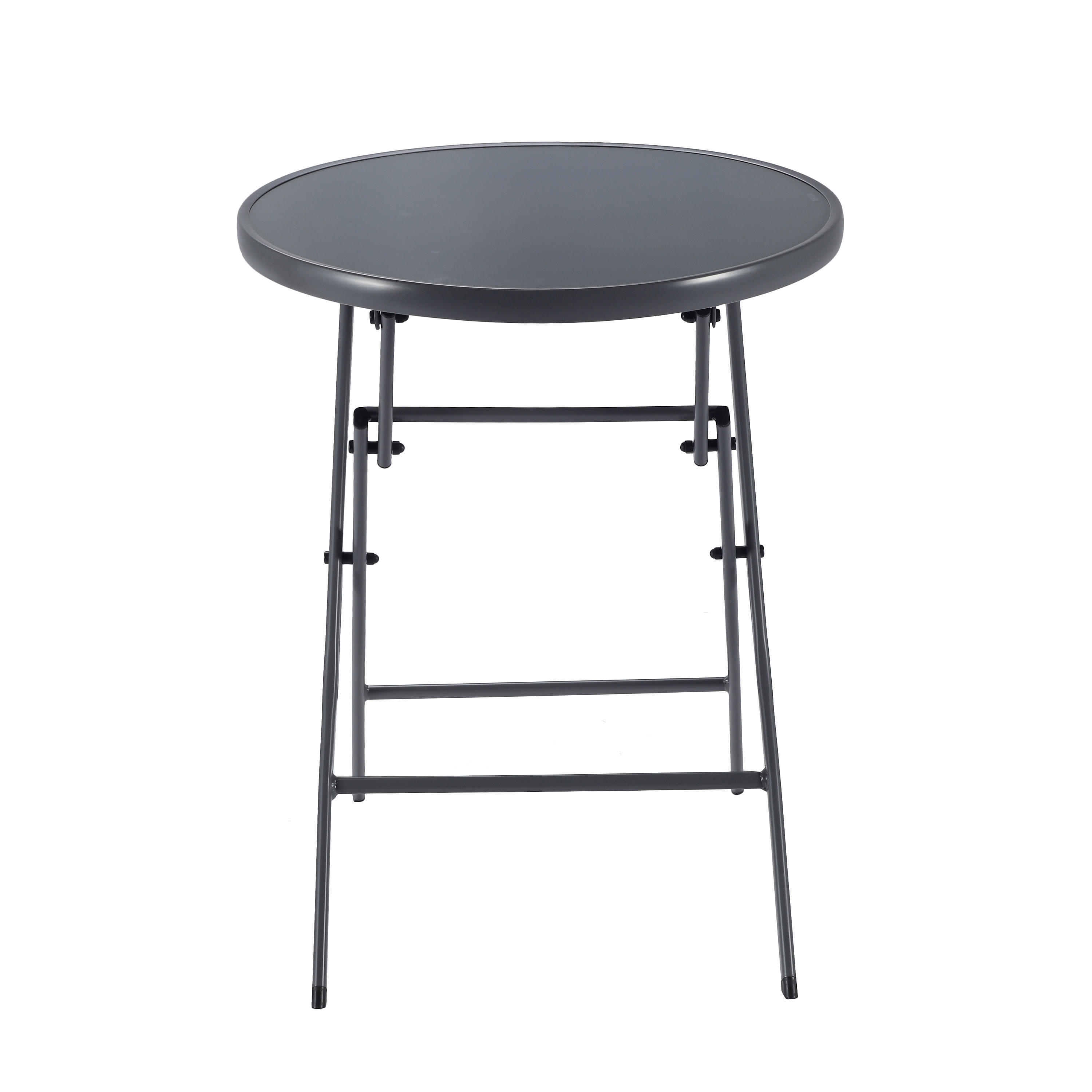 Mesa de exterior de acero plegable Emys gris de ø60x72 cm - 4