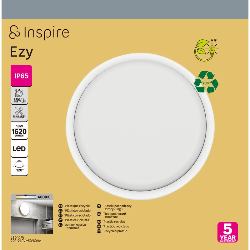 Plafon Ezy biały 25 cm IP65 LED Inspire