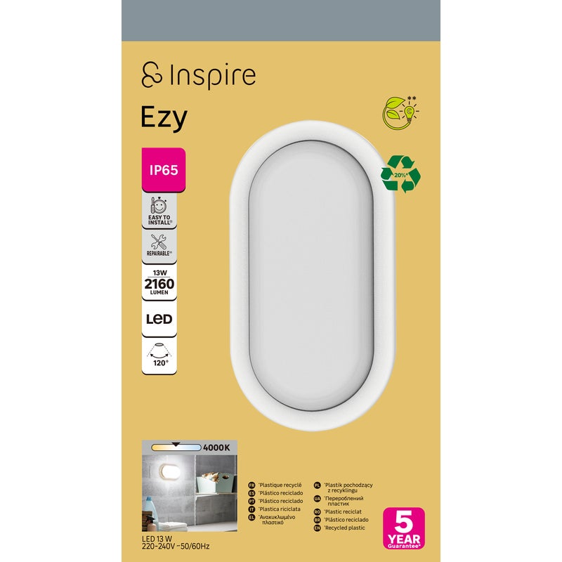 Plafon Ezy biały 27 cm IP65 LED Inspire