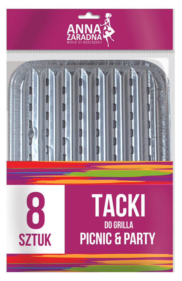Tacki aluminiowe do grilla 22.5x28.5 cm 8szt. Anna Zaradna