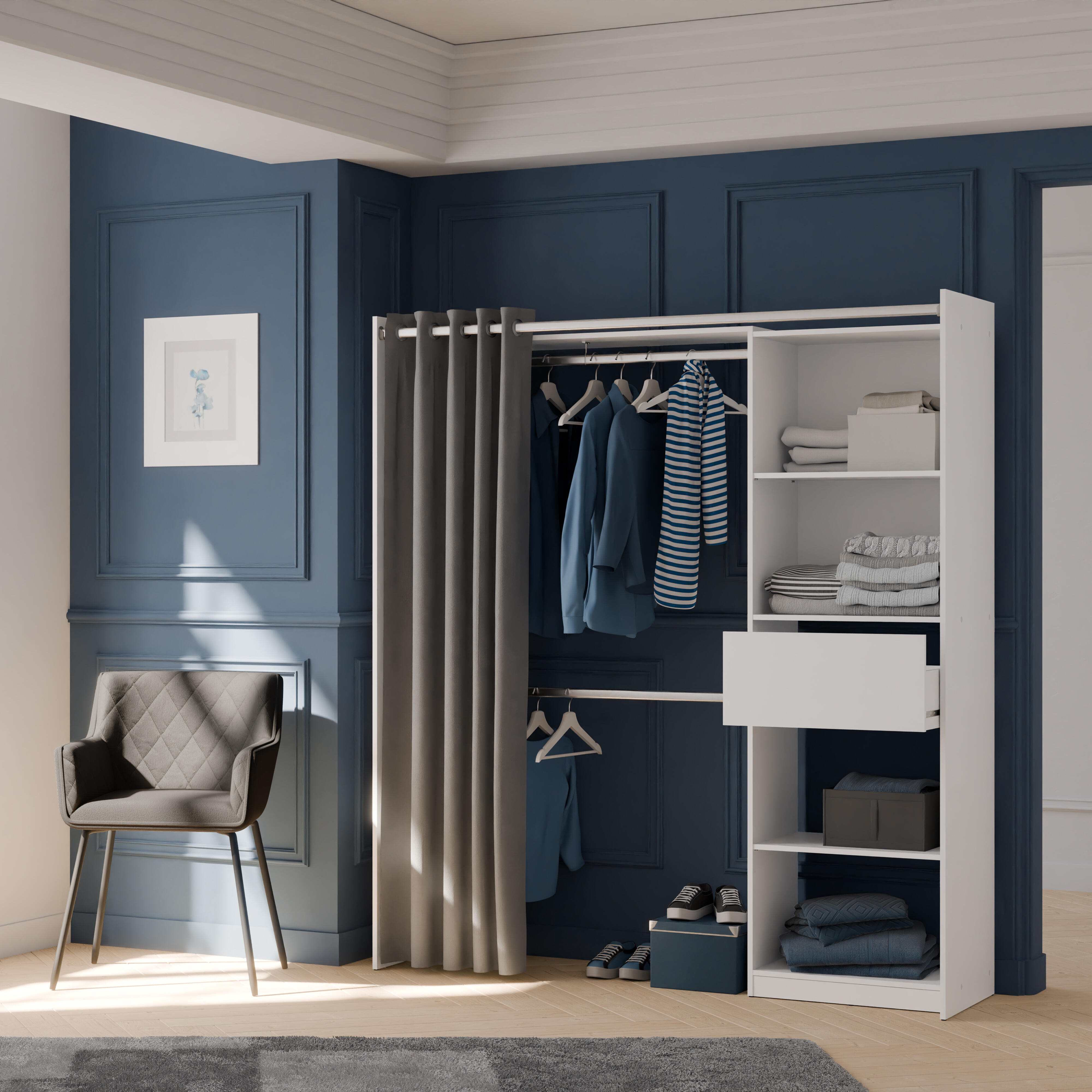 Kit dressing extensible New star blanc H.200 x L.122.8/177.2 x P.49.9 cm - 4