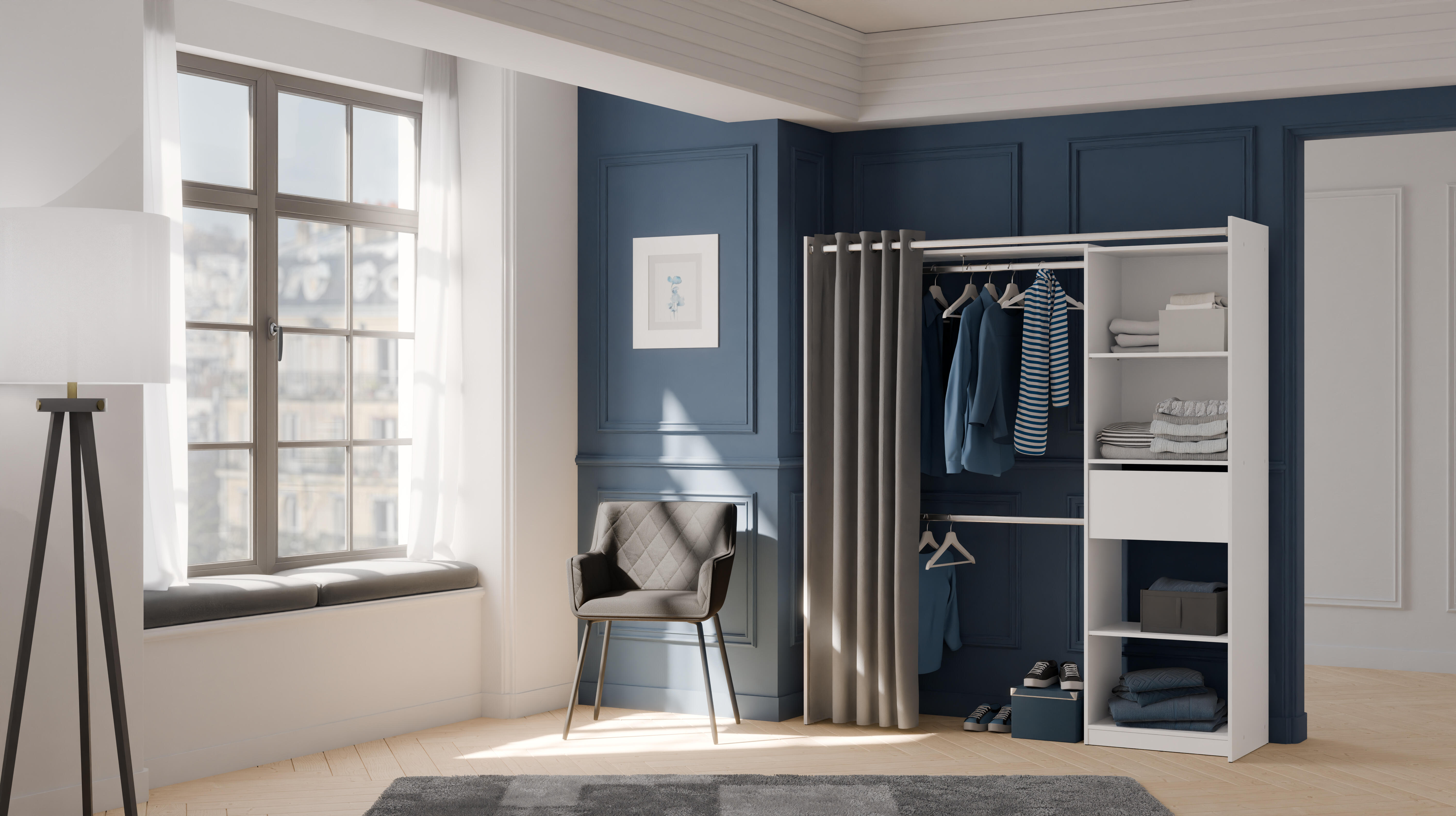 Kit dressing extensible New star blanc H.200 x L.122.8/177.2 x P.49.9 cm - 3