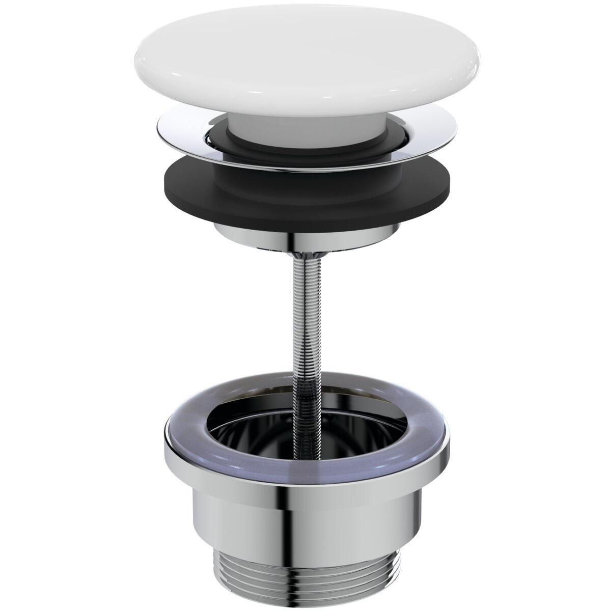 Tappo di ricambio cromato con intaglio Click Clack per lavabo, in