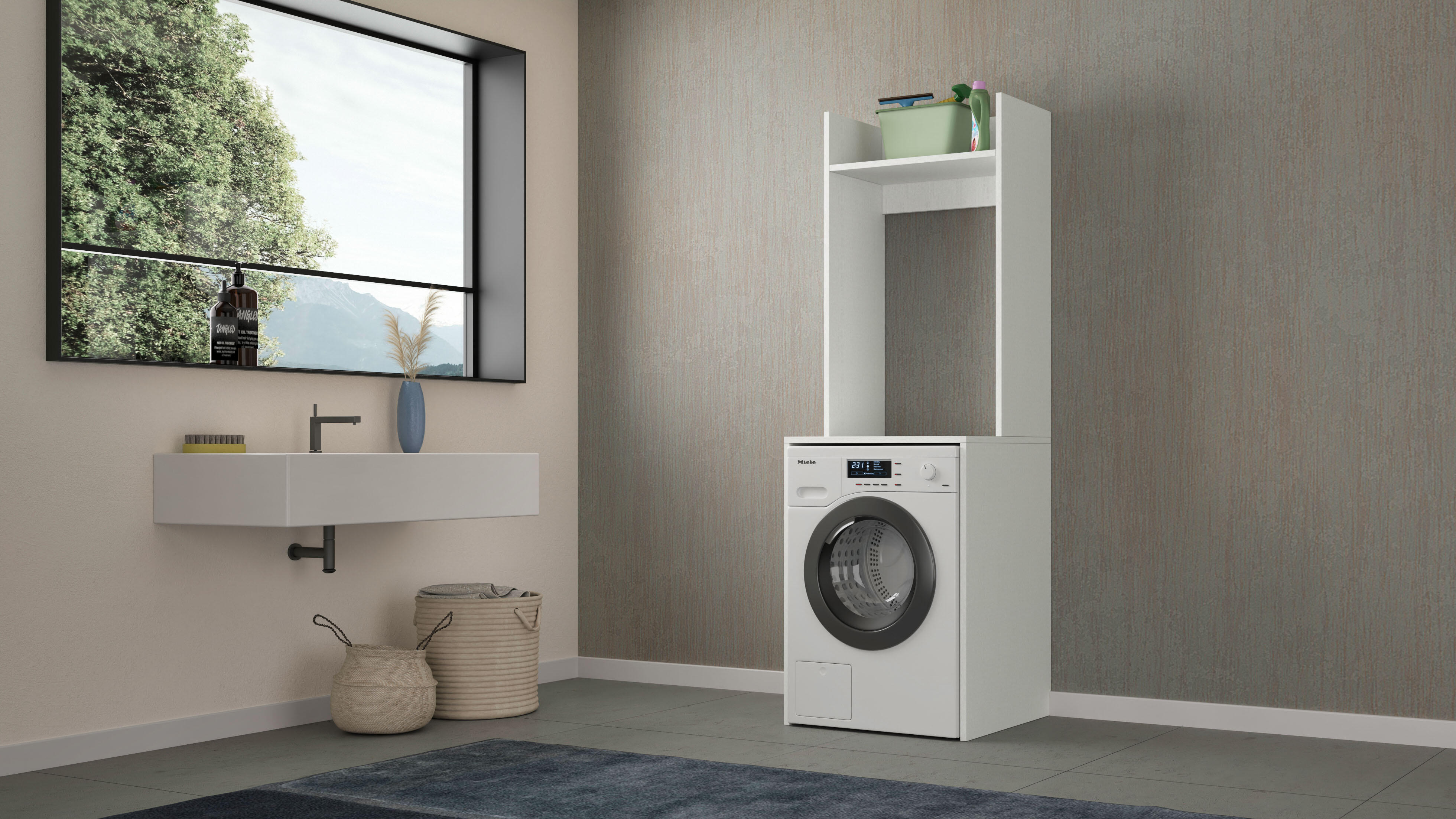 Mobile lavanderia Laundry EL126 in truciolare bianco P 58 x L 65 x H 195 cm - 7