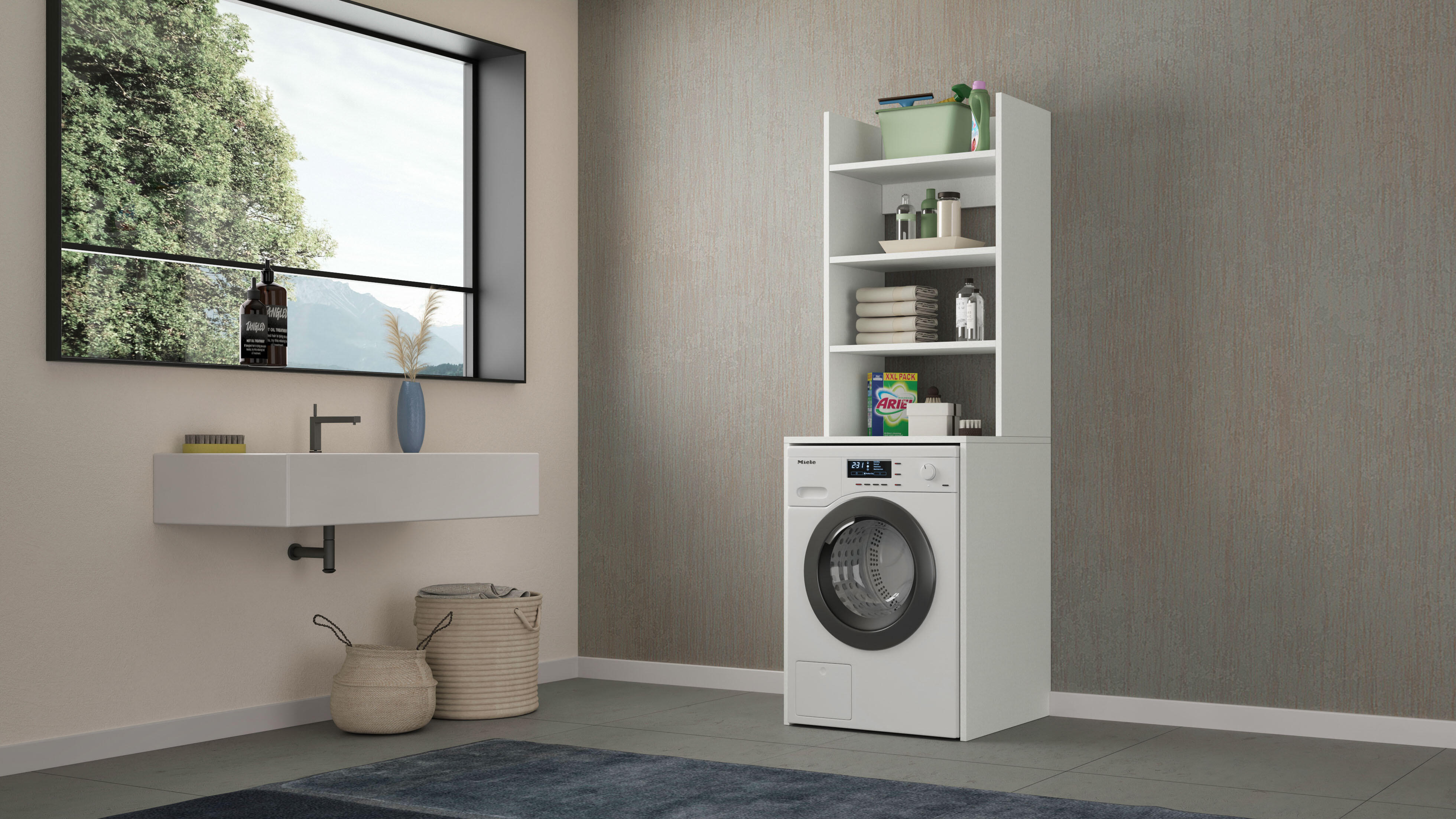 Mobile lavanderia Laundry EL126 in truciolare bianco P 58 x L 65 x H 195 cm - 6