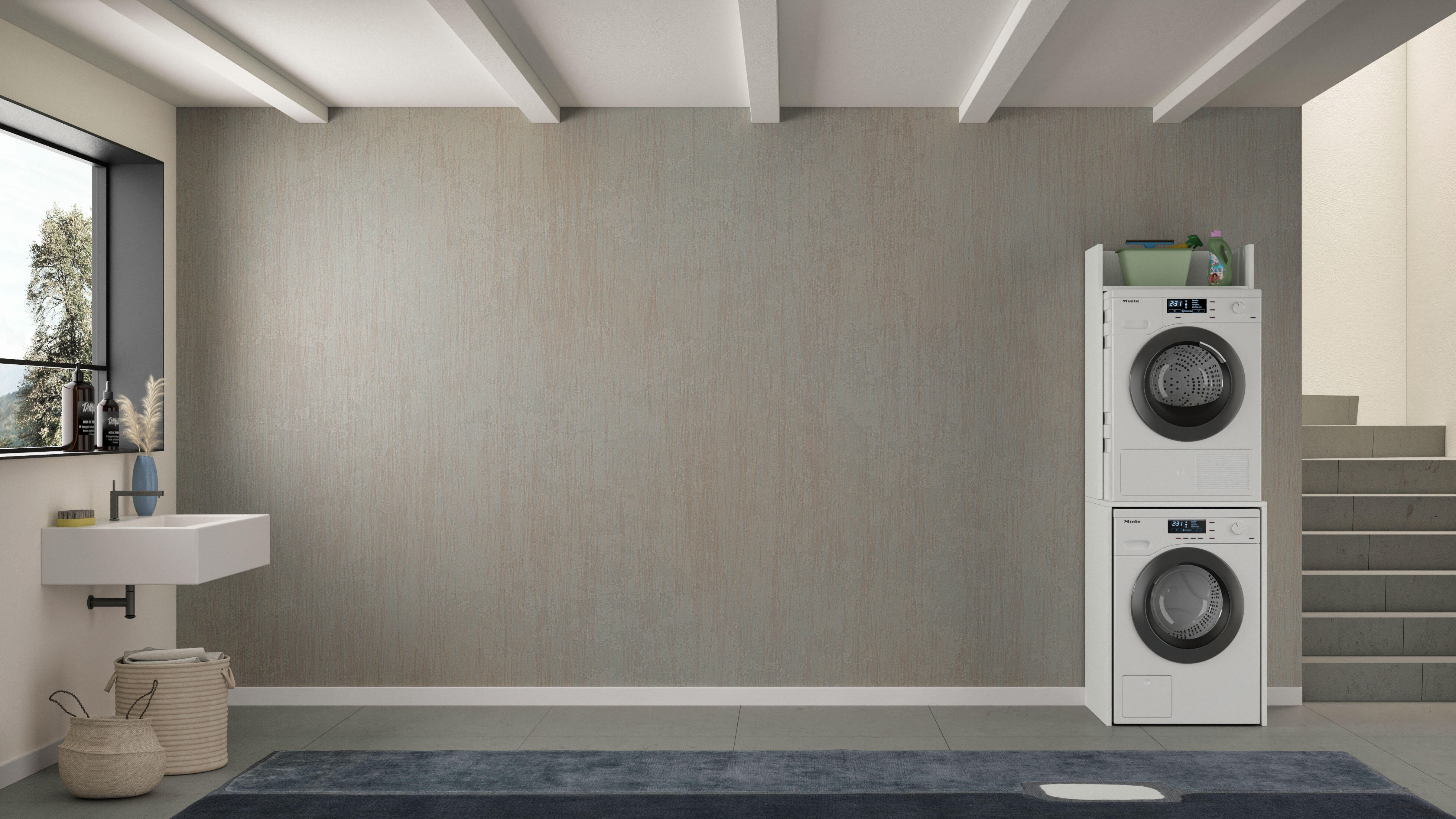 Mobile lavanderia Laundry EL126 in truciolare bianco P 58 x L 65 x H 195 cm - 4