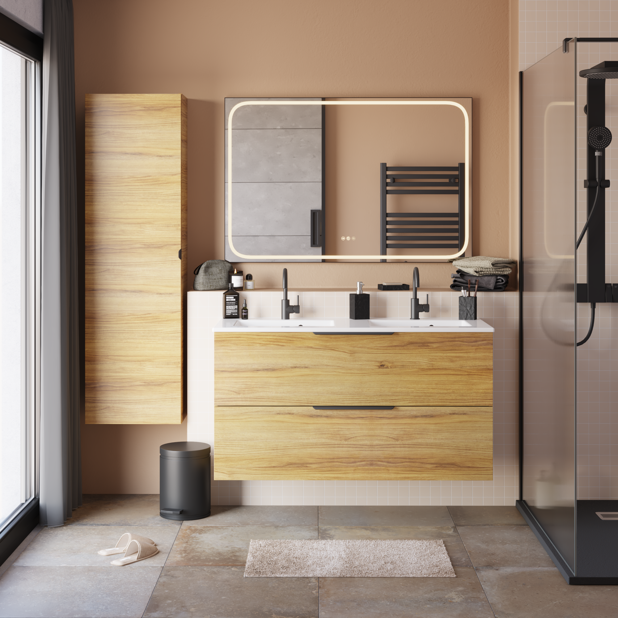 Base de duche SENSEA REMIX RESINA 80X140 PRETO MATE - 3