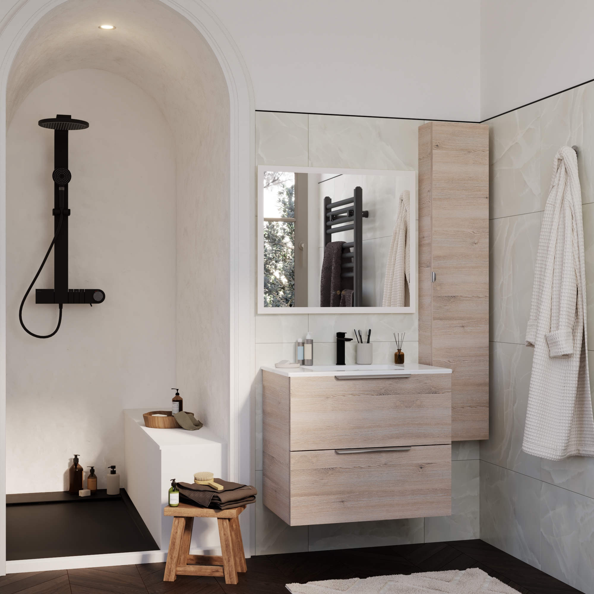 Espejo de baño con luz LED ambiente, Neo line incoloro con antivaho, táctil 90x70cm - 10