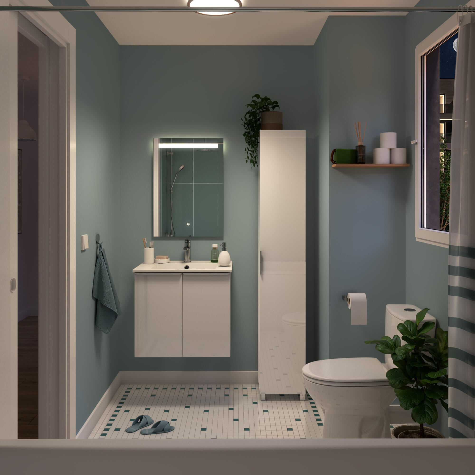 Specchio con illuminazione integrata bagno rettangolare Essential SENSEA L 50 x H 70 x P 3 cm grigio / argento - 4