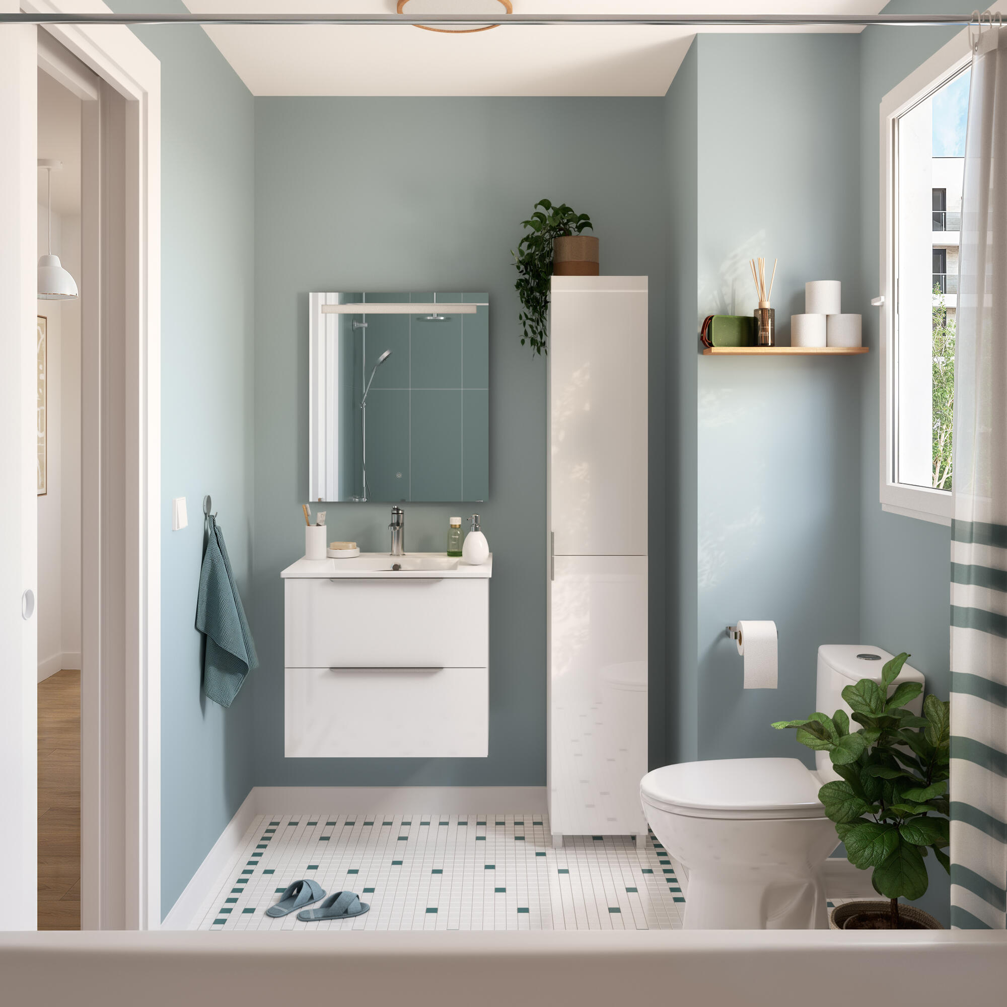 Miroir lumineux rectangulaire l.60 x H.70 cm Essential, sensitif - 4