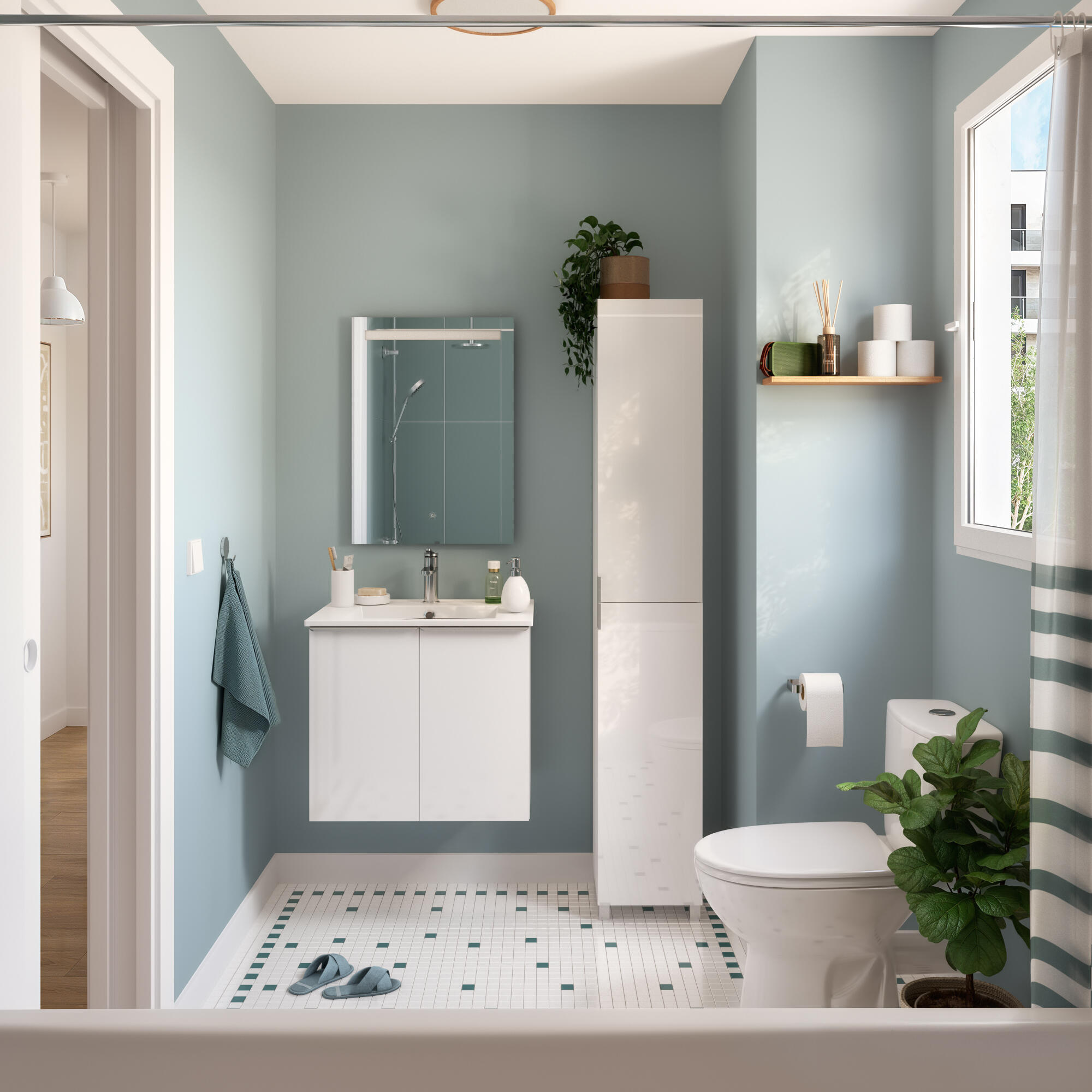 Specchio con illuminazione integrata bagno rettangolare Essential SENSEA L 50 x H 70 x P 3 cm grigio / argento - 3