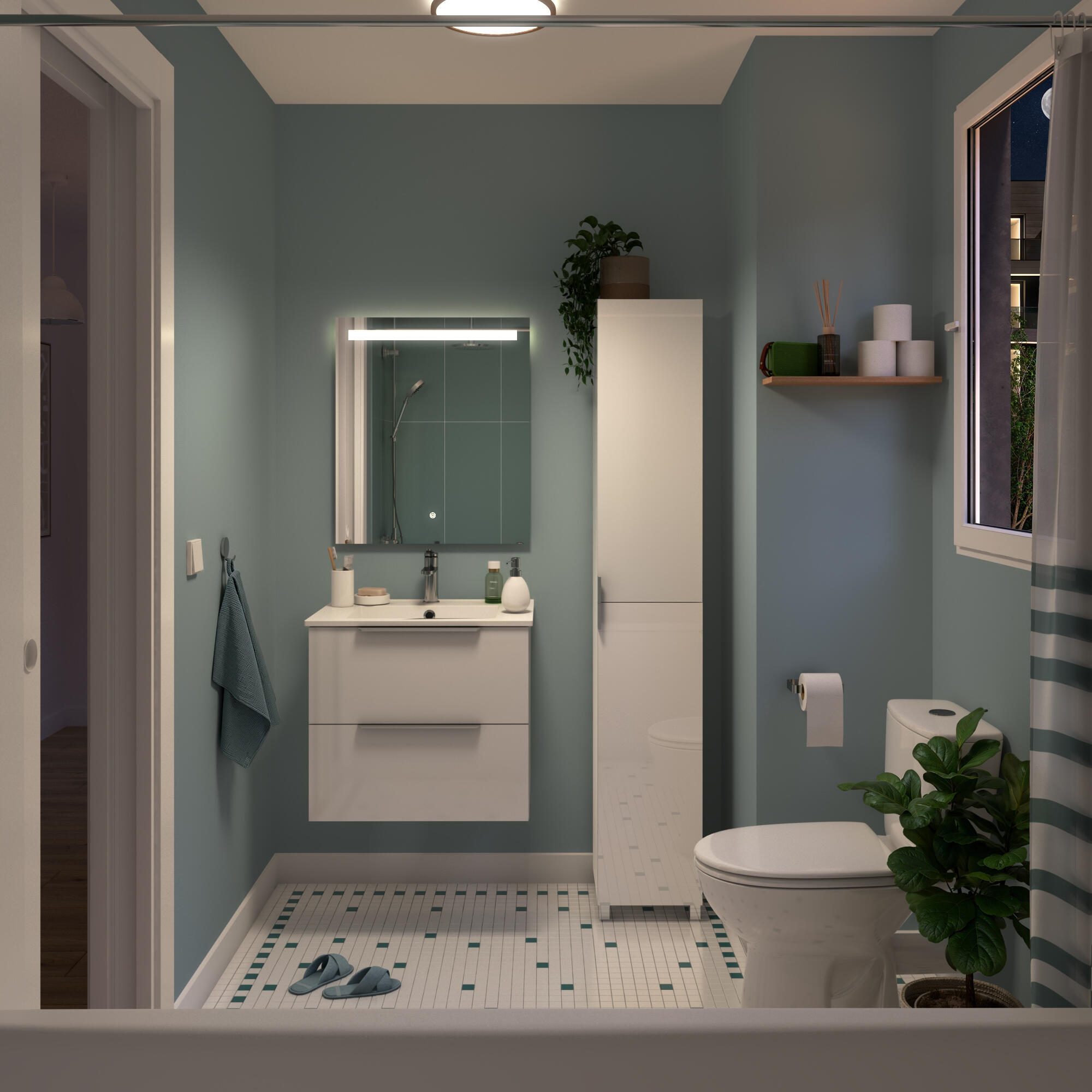 Miroir lumineux rectangulaire l.60 x H.70 cm Essential, sensitif - 3