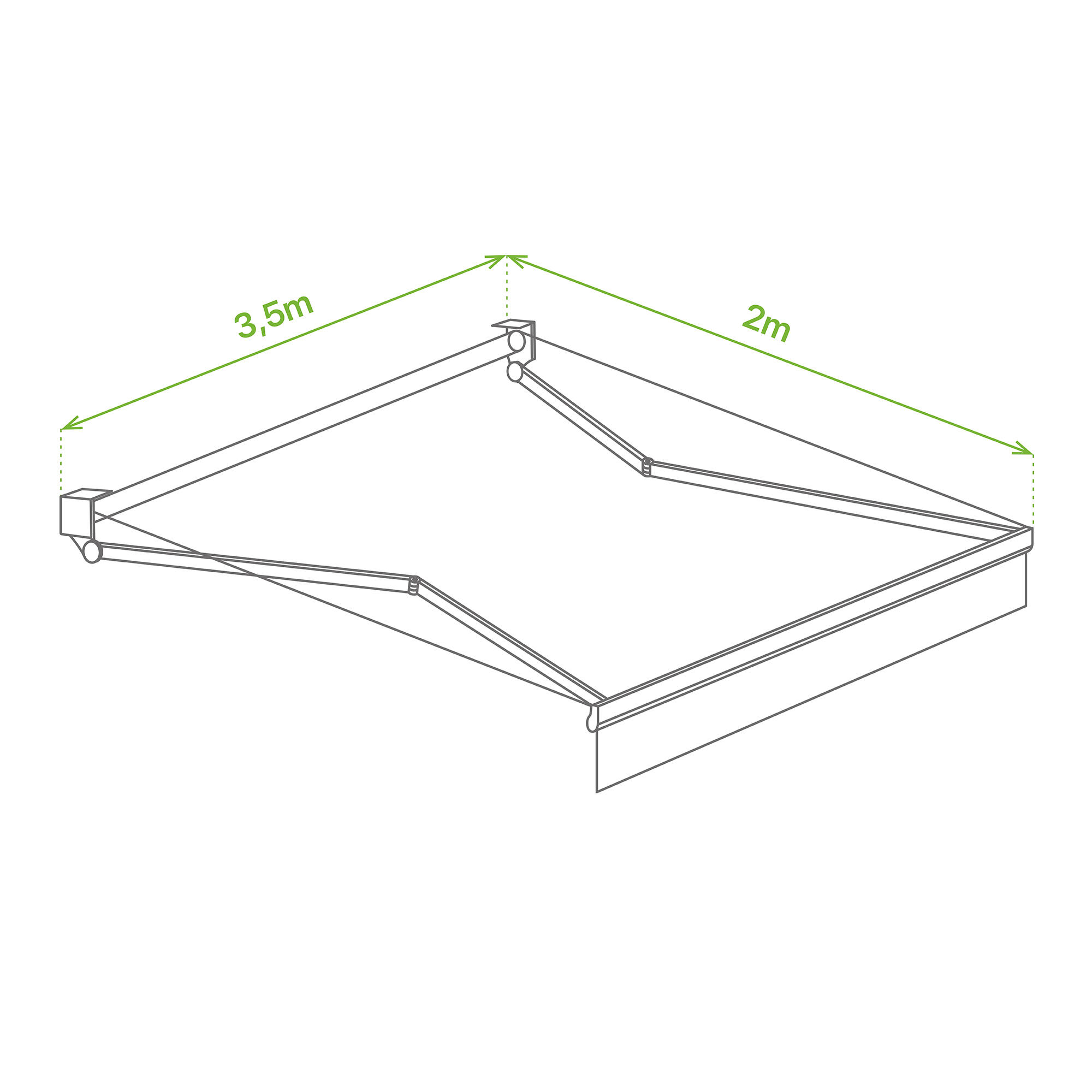 Toldo brazo extensible terraza Shibuya manual blanco tela beige 3.5x2m - 2