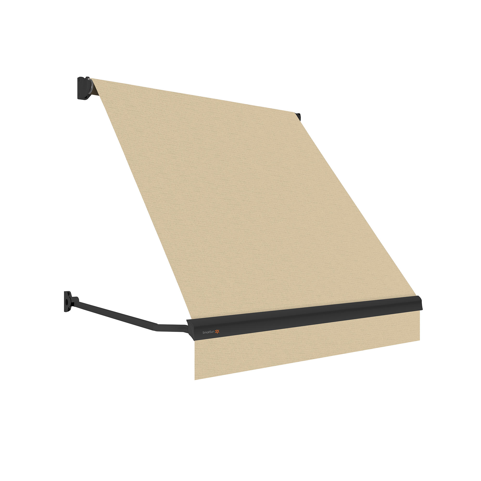 Toldo brazo punto recto ventana kenia motorizado gris tela beige 1.5 x 1m