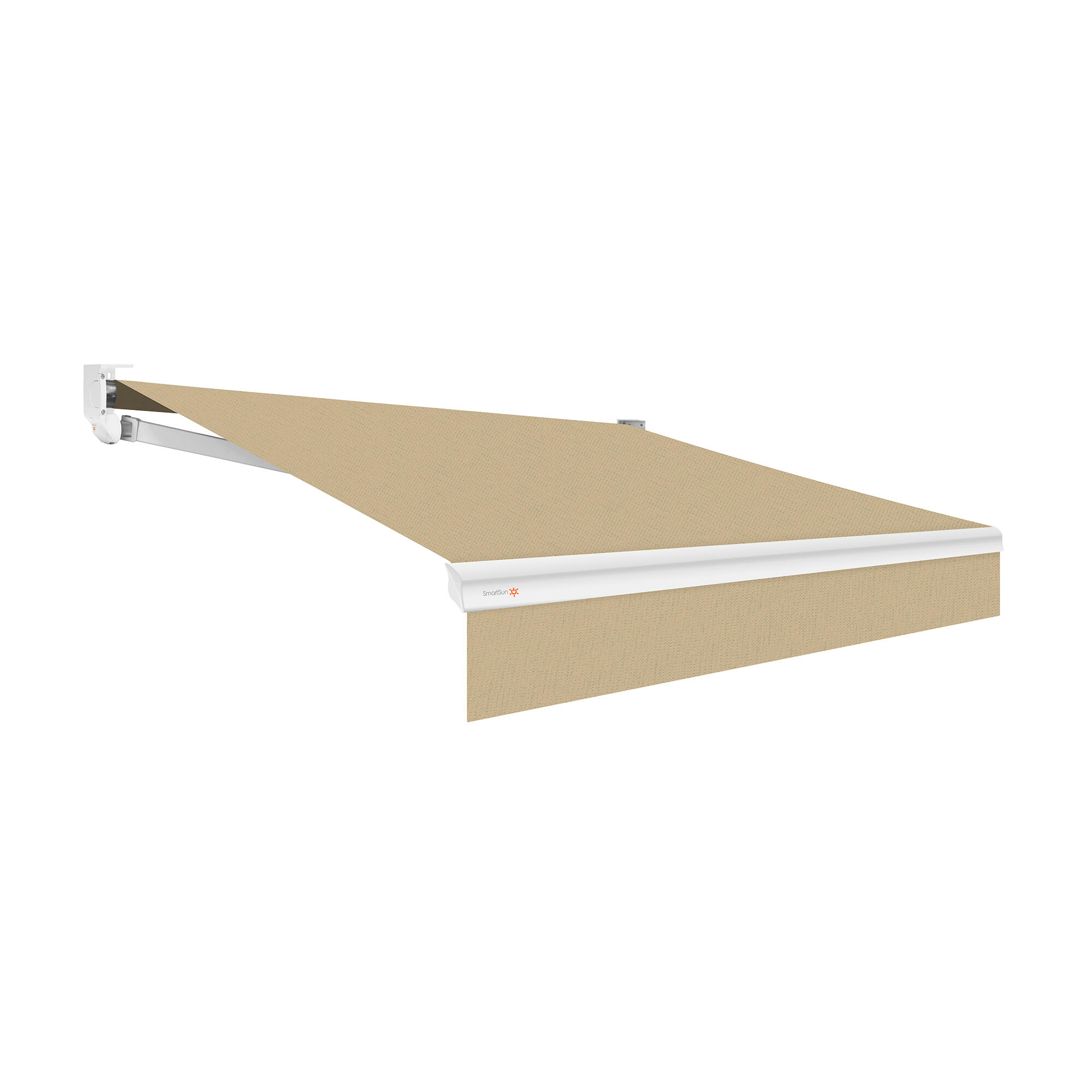 Toldo brazo extensible terraza shibuya manual blanco tela beige 4x2.5m