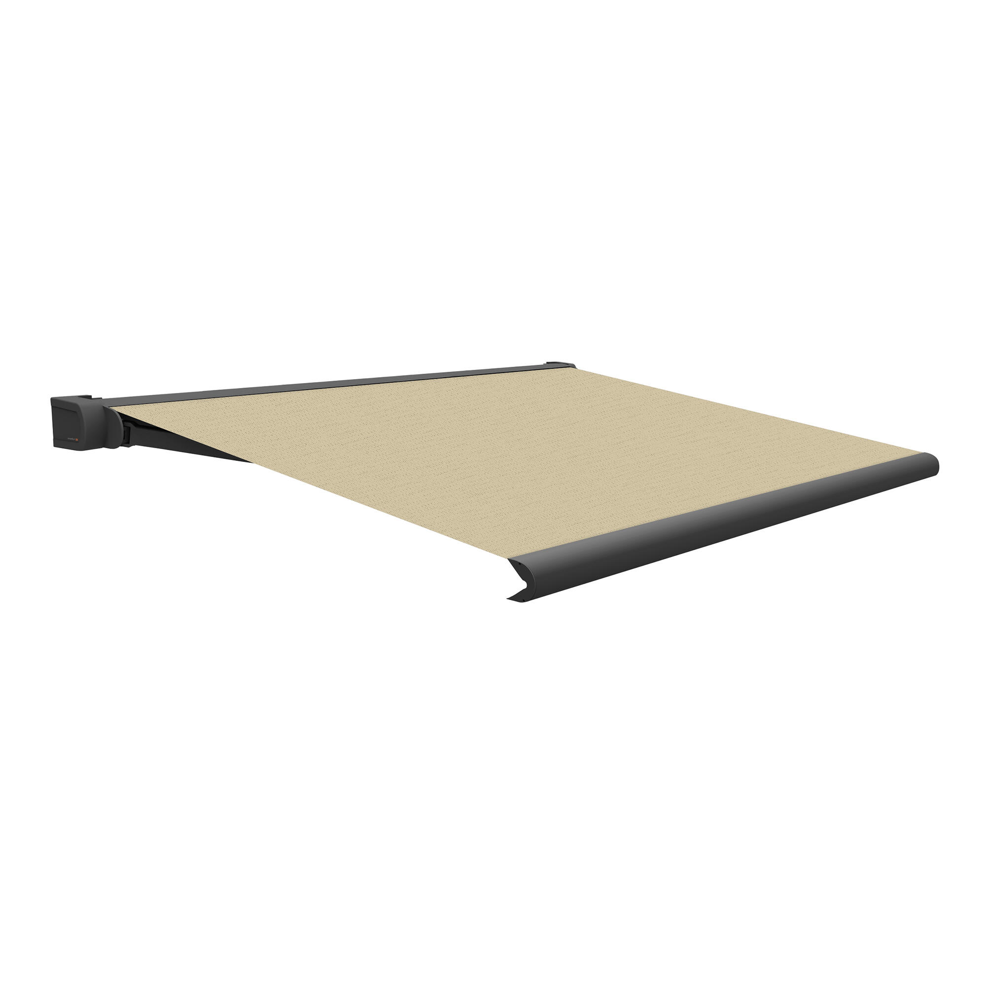 Toldo brazo extensible terraza neo motorizado cofre gris tela beige 6x3m