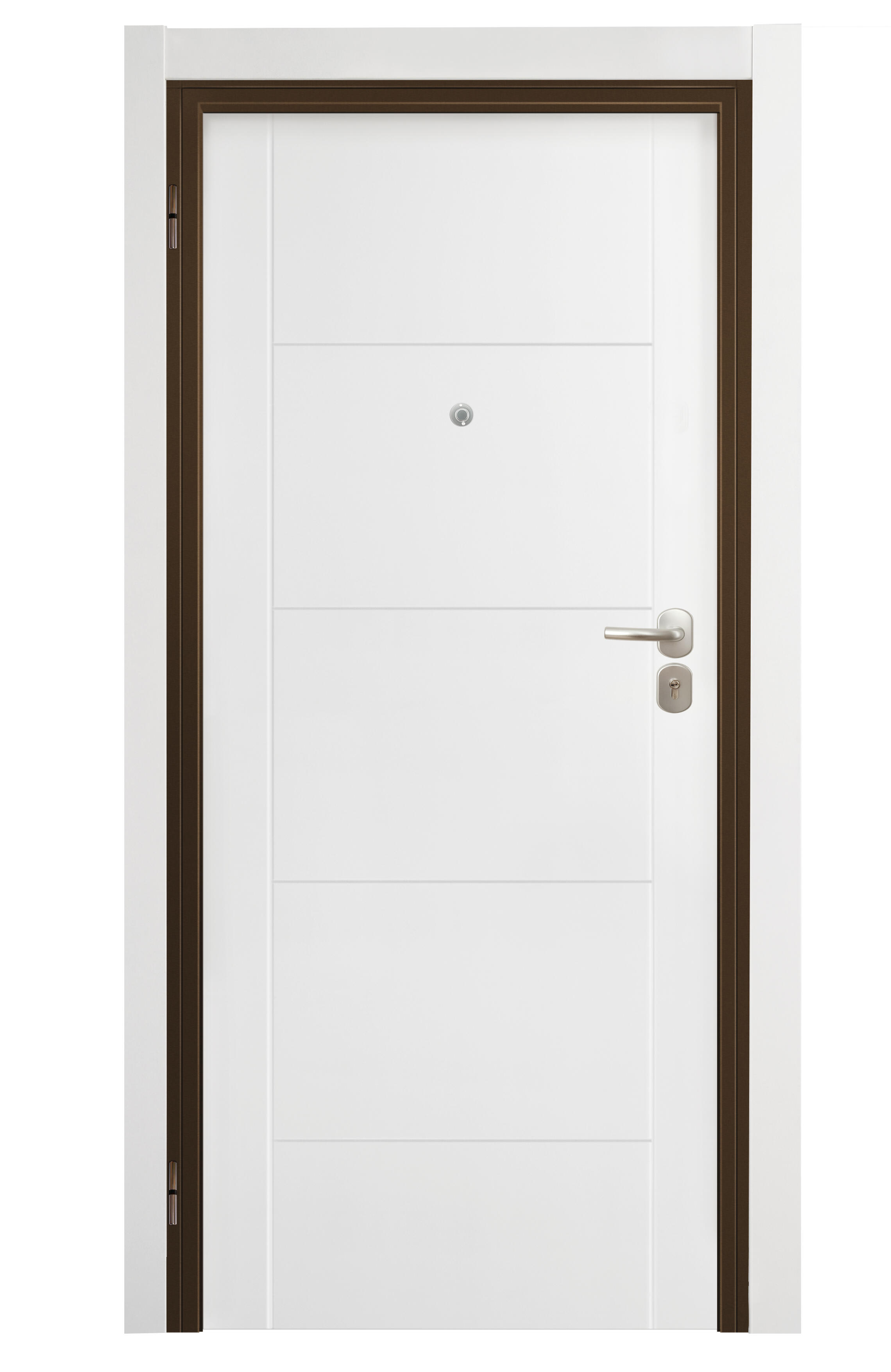 Puerta entrada acorazada omega 2 cuadros sapelly/noruega blanco dcha 206x92cm