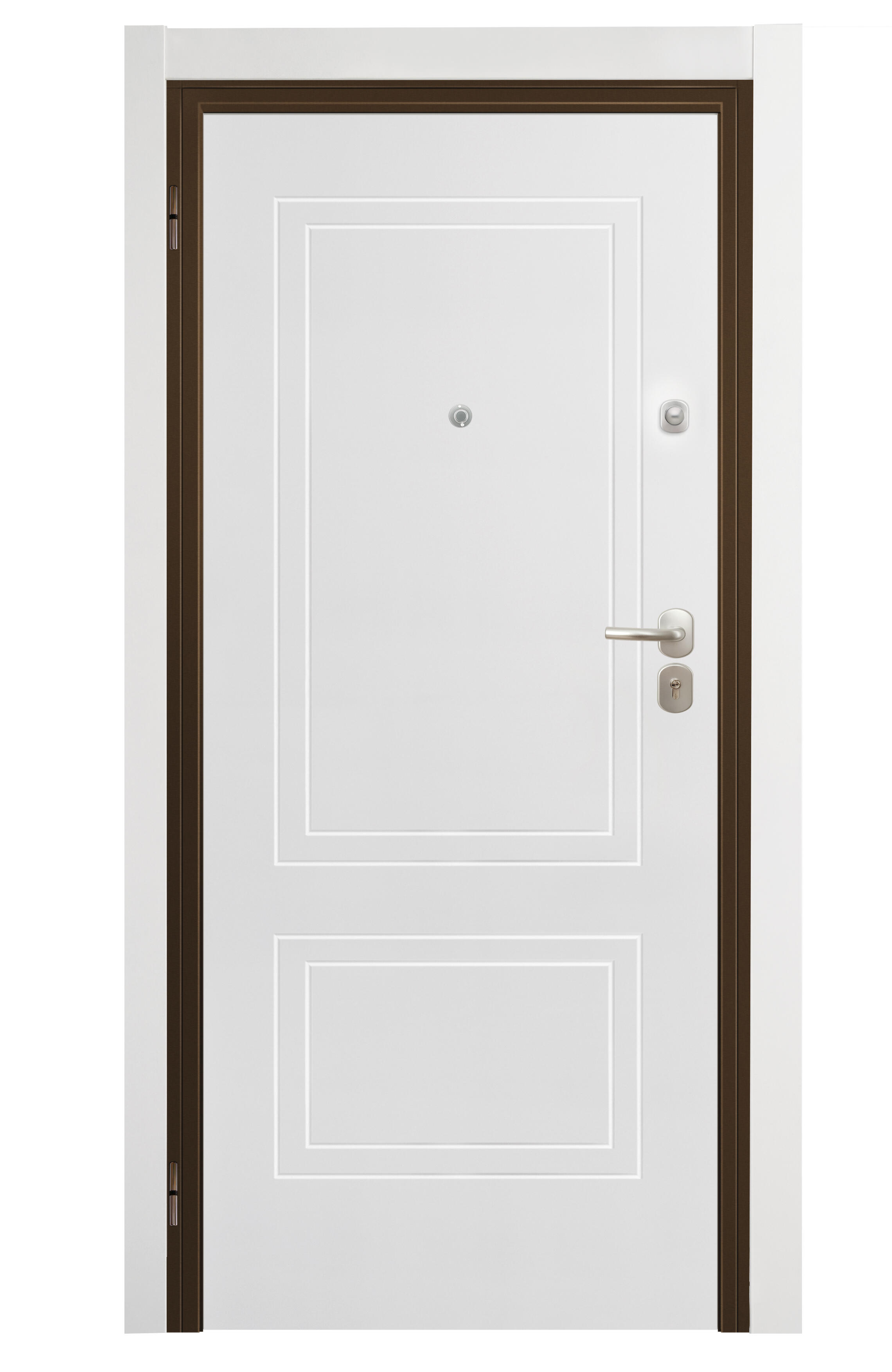 Puerta entrada acorazada omega 2 cuadros sapelly/boston blanco dcha 206x92cm