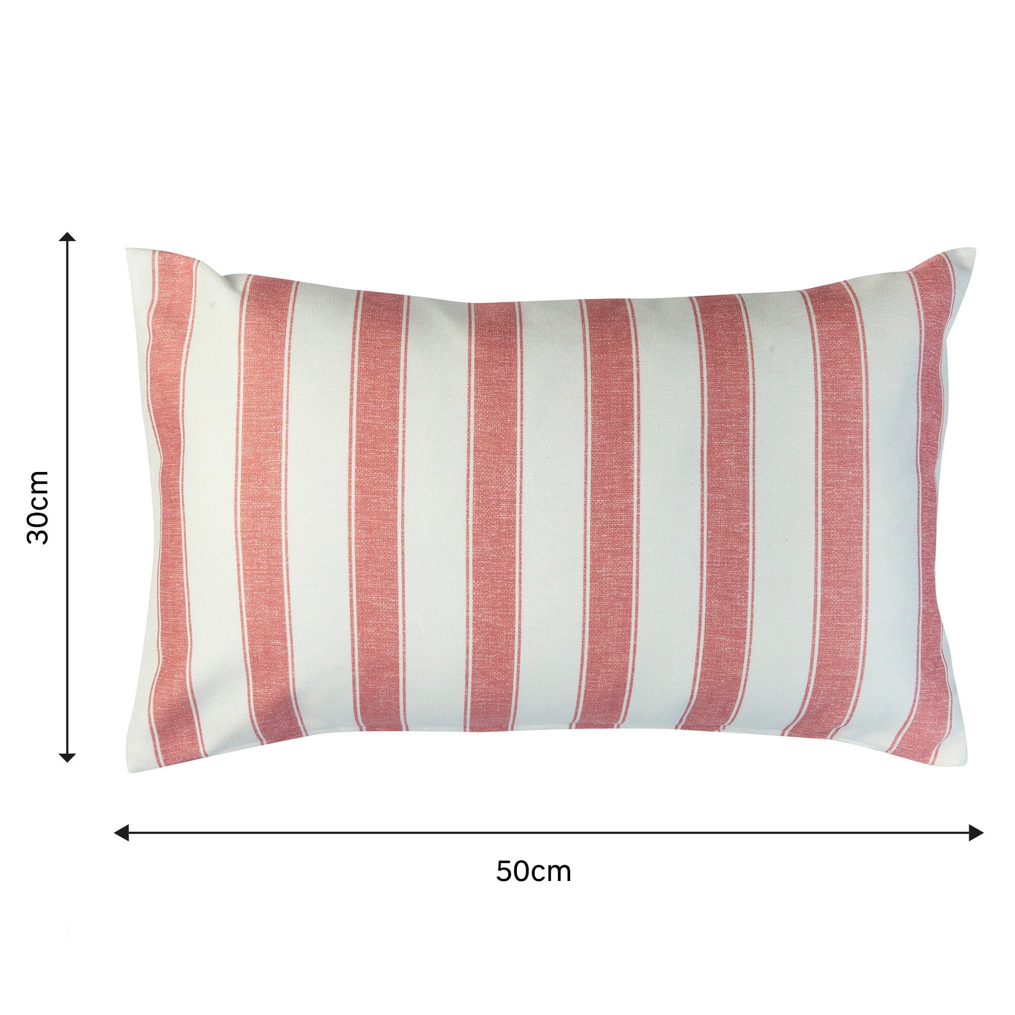 Funda de cojín rectangular RODAS algodón poliéster rayas rojo caldera con cremallera 50 x 30 cm - 2