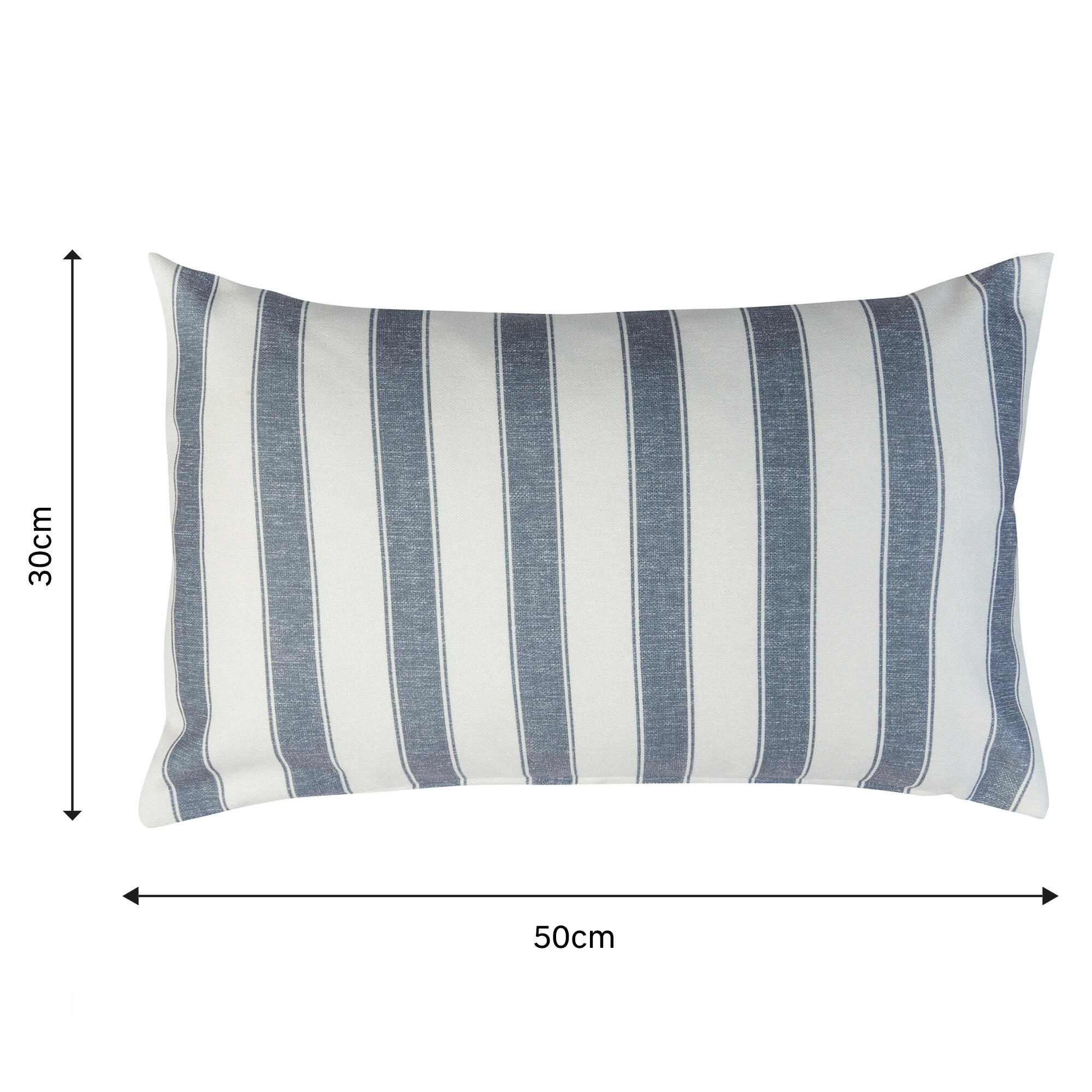 Funda de cojín rectangular RODAS algodón poliéster rayas azul con cremallera 50 x 30 cm - 2