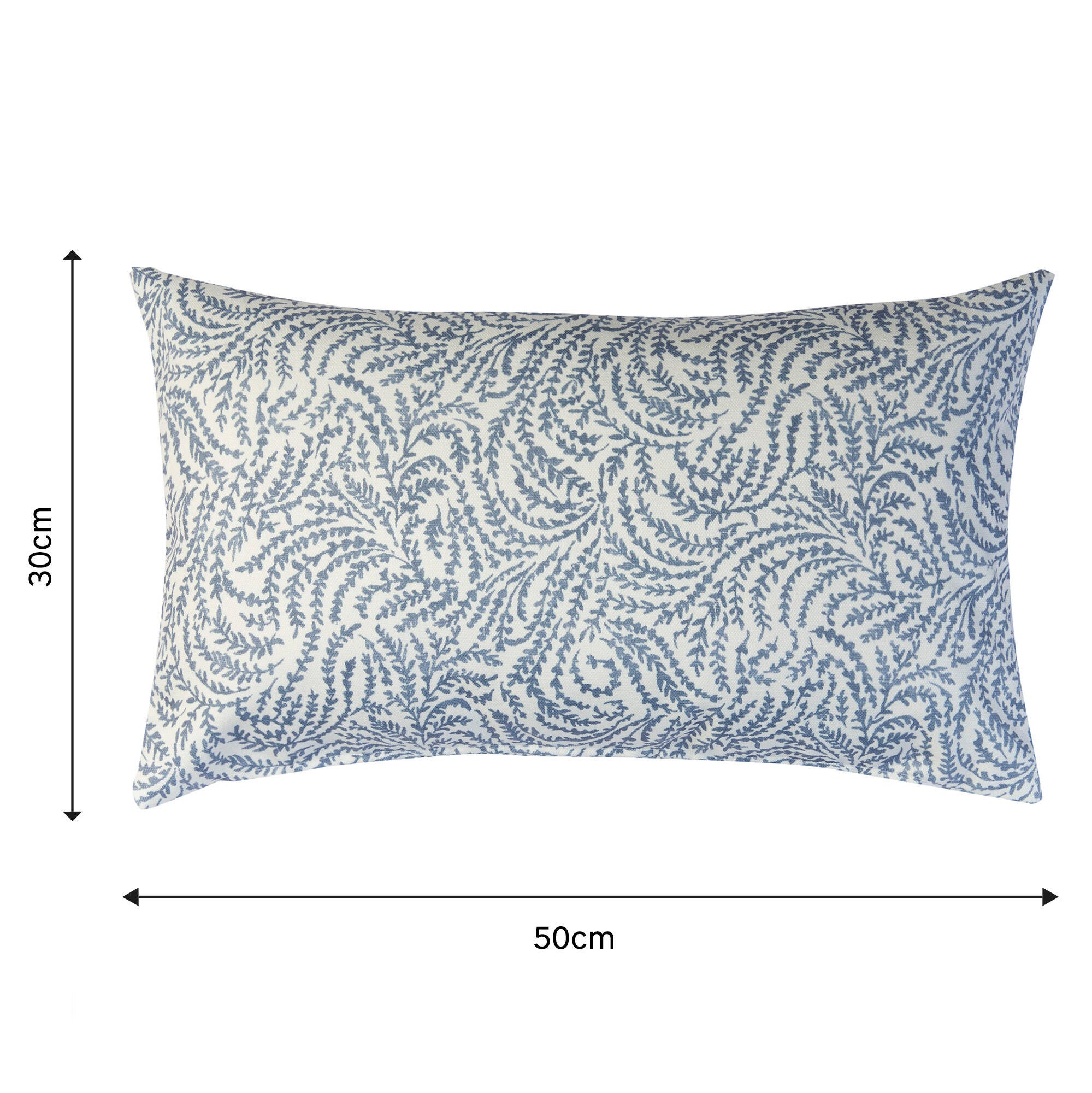 Funda de cojín rectangular Croquis algodón poliéster flor azul con cremallera 50 x 30 cm - 2