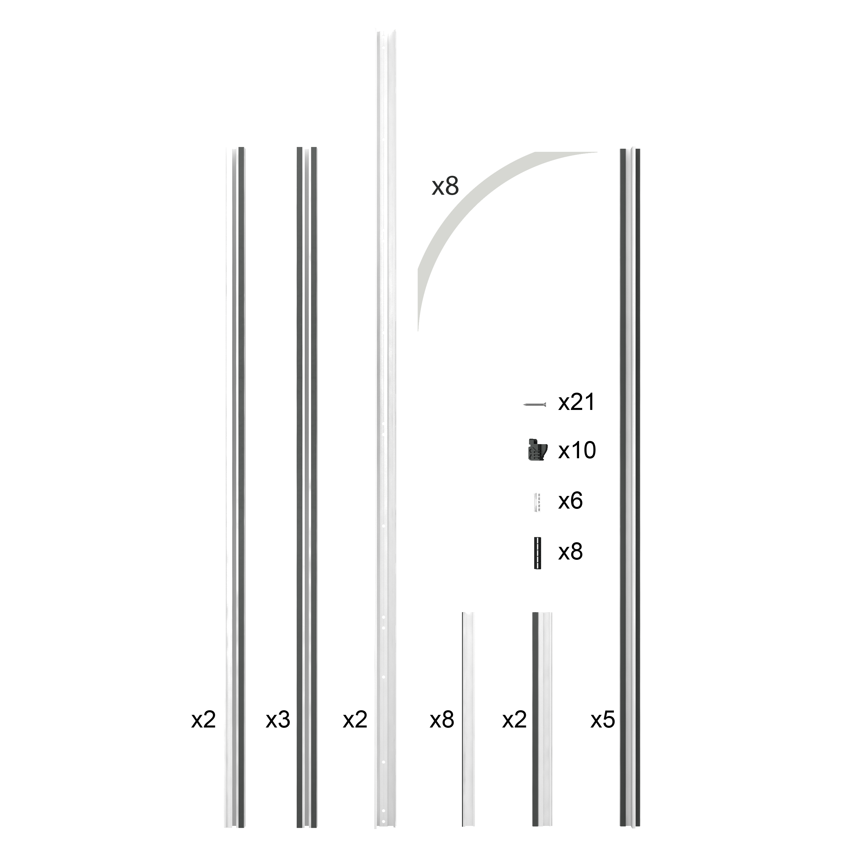 Verrière Atelier fixe alu blanc 4 vitrages transp + acc arrondis, H.130xl.123cm - 2