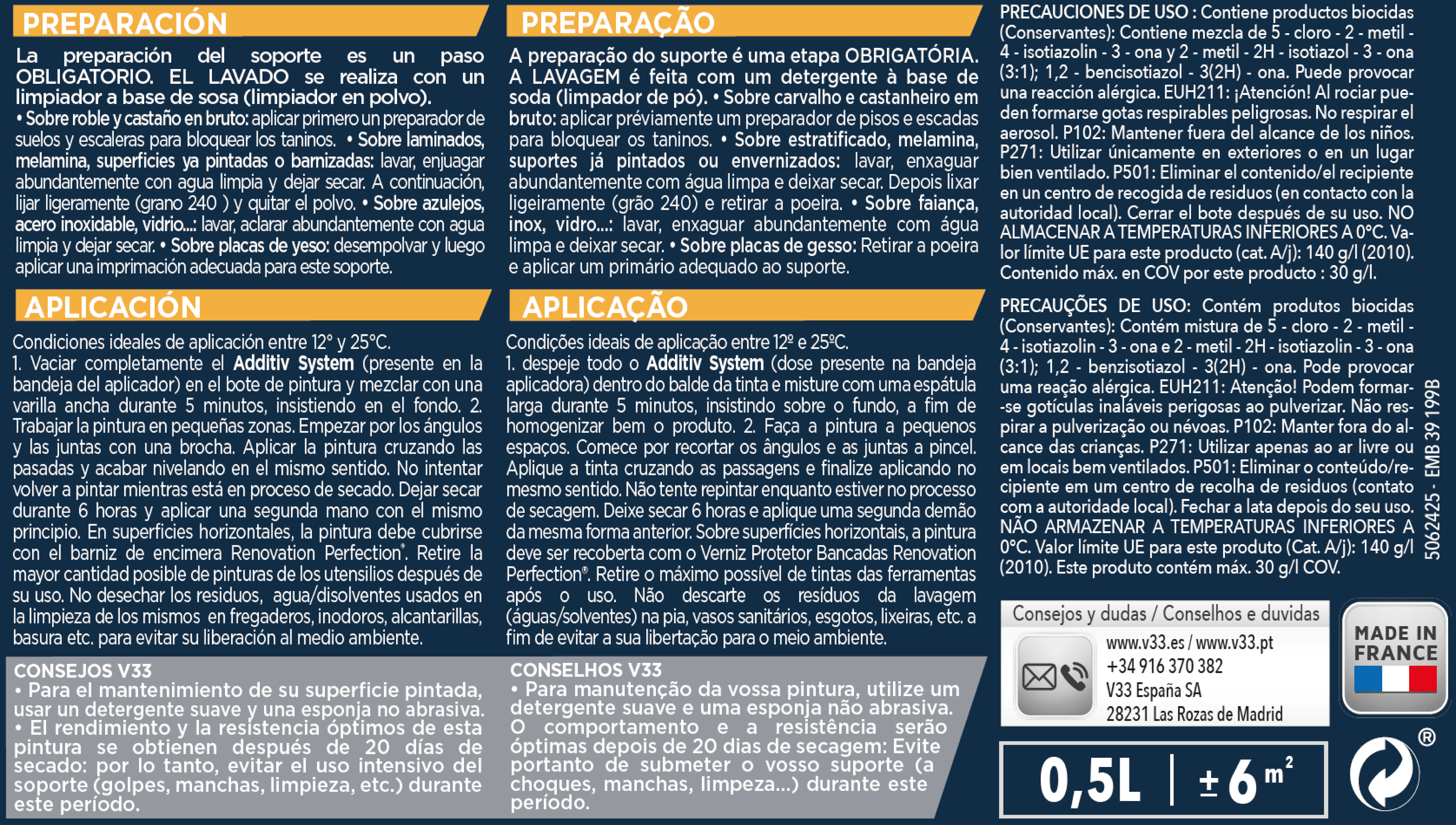 Esmalte de interior renovación multisuperficie V33 color amarillo girasol satinado 500ml para muebles, puertas, paredes, azulejos, radiadores, carpintería y mobiliario - 8