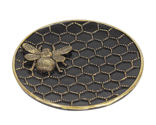 Coupelle Abeille, noir et doré l.11.5 x H.1.3 cm
