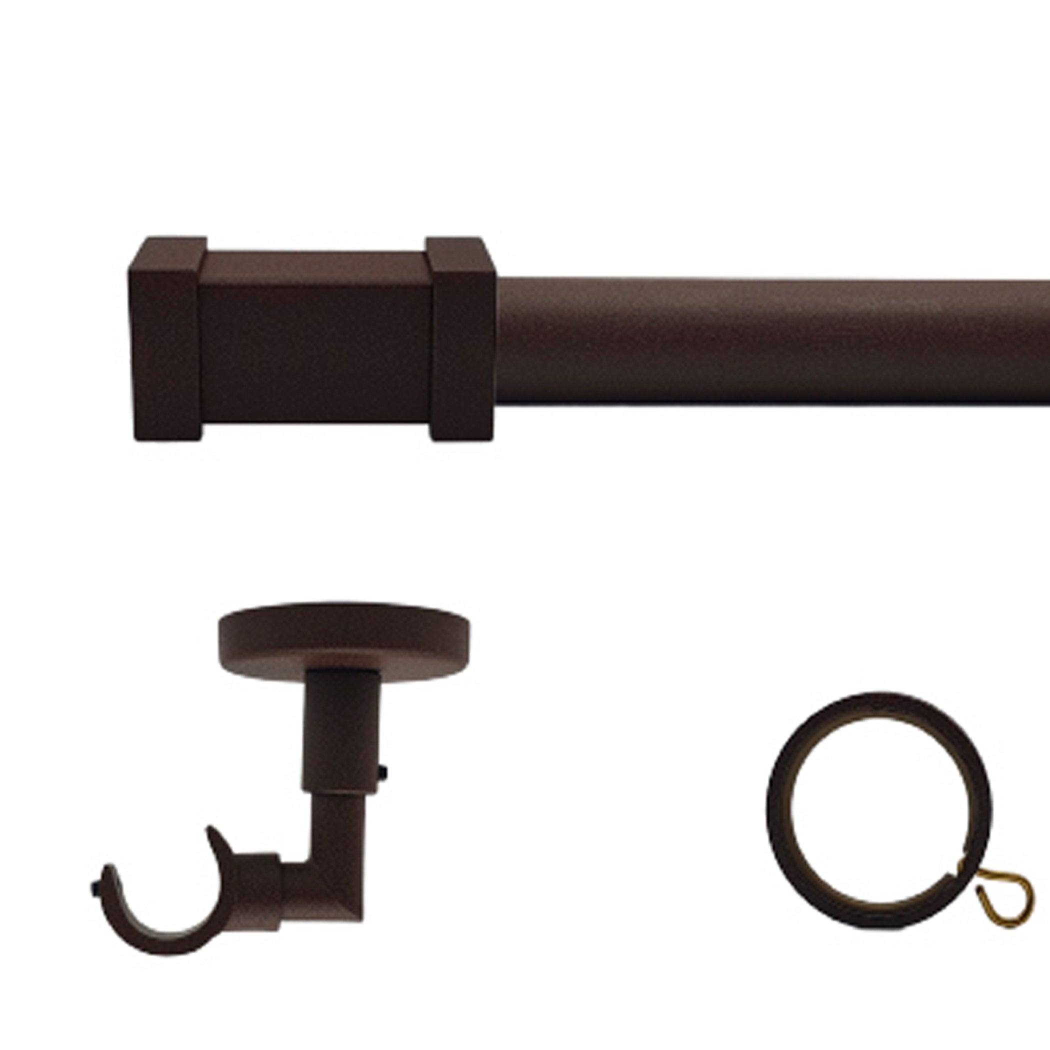 Kit barra de cortina con anillas filo techo d20mm 200 cm en hierro óxido mate