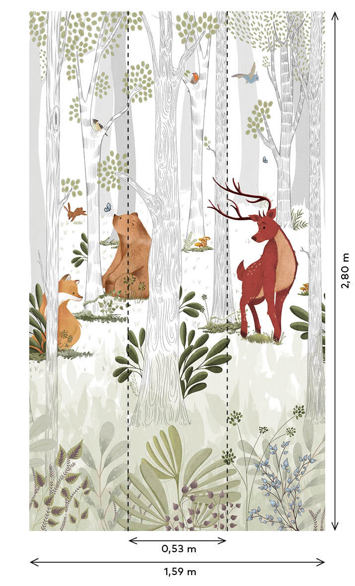 Papier peint panoramique Animal kingdom multicolore l.159 x H.280 cm - 3