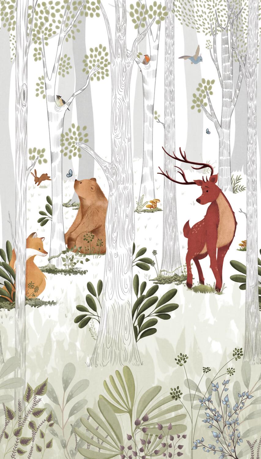 Papier peint panoramique Animal kingdom multicolore l.159 x H.280 cm - 2