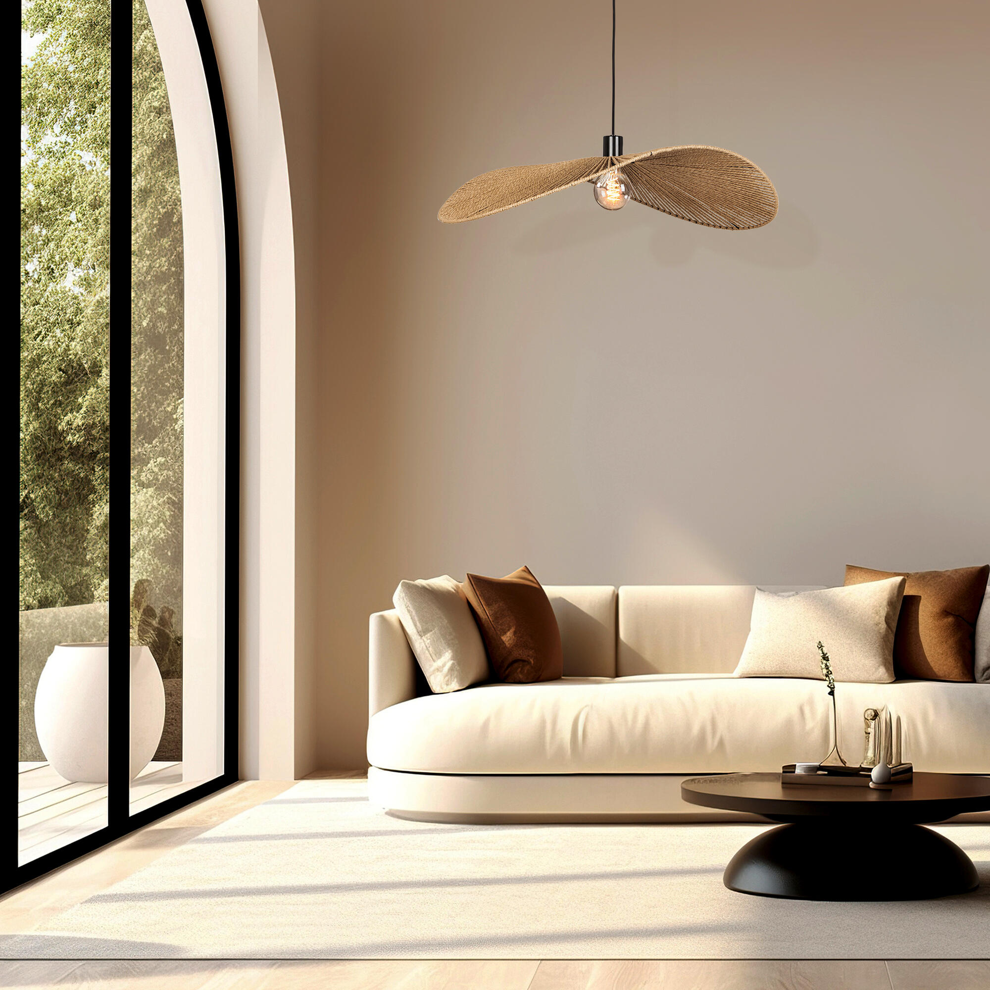 Suspension Siruela corde, Diam.80 cm, E27 - 2