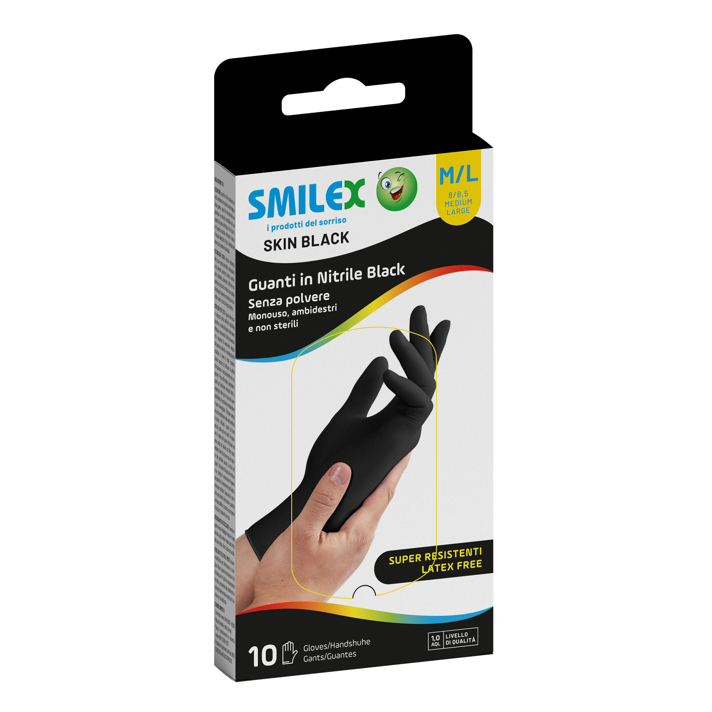 Manopole SMILEX SKIN BLACK M/L in nitrile Tg Unico 5 paia | Leroy Merlin