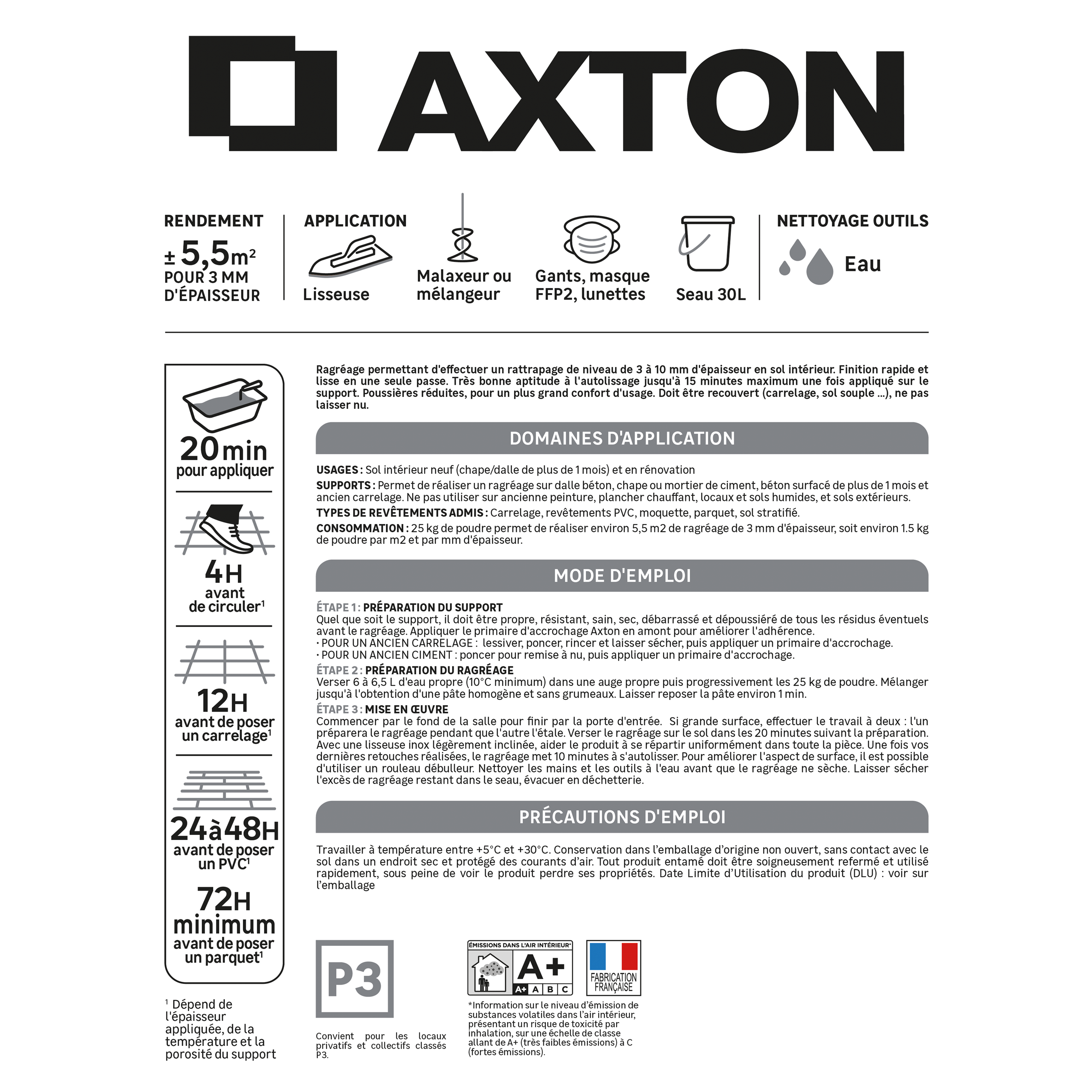 Ragréage sol, intérieur, AXTON, 25 kg - 4