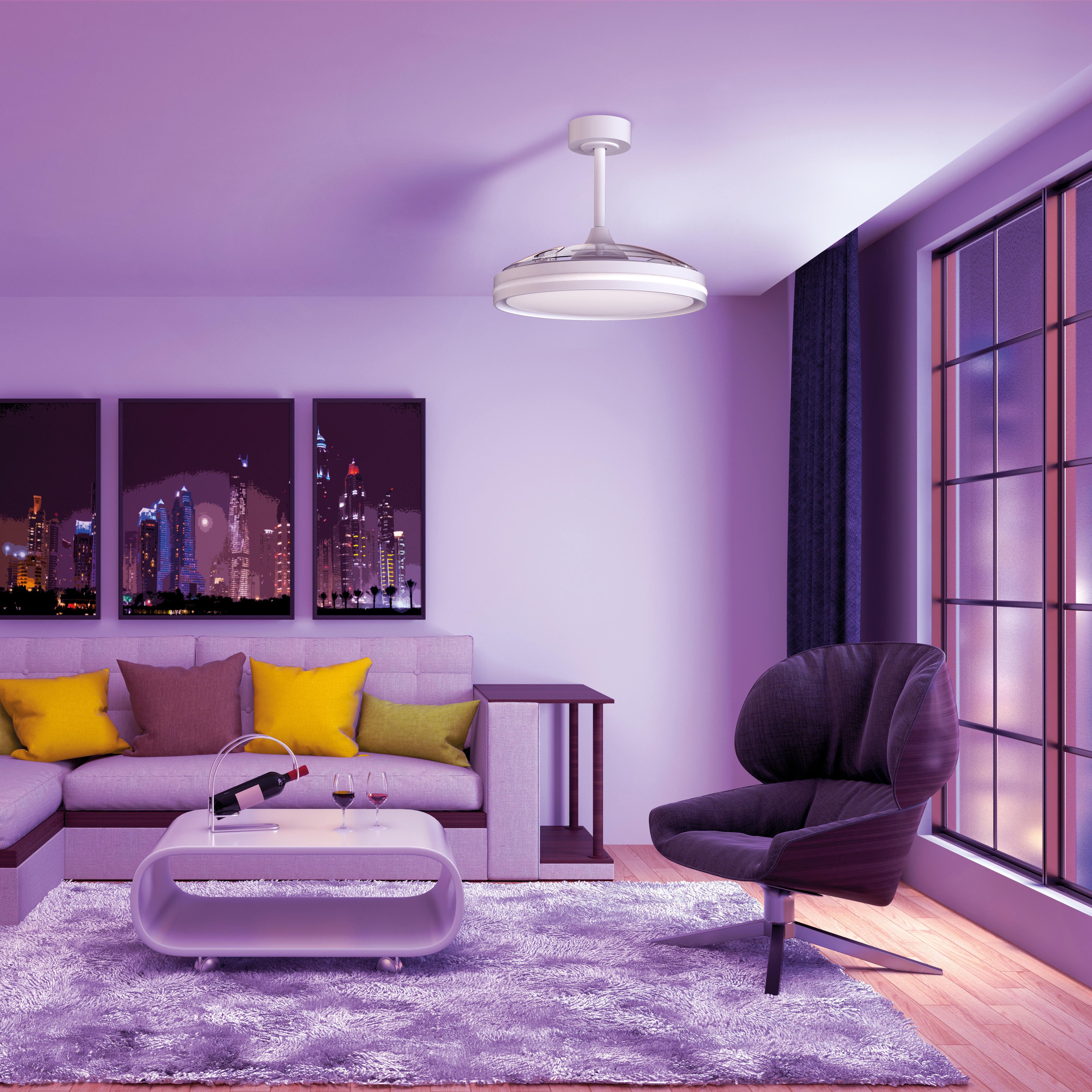 Ventilador de techo con luz silencioso DC 30W con mando ø106 cm Rafaga MANTRA blanco luz CCT 3 aspas retráctiles tipo lámpara| 6 velocidades| modo verano/invierno| recomendado de 13 a 20m² - 5