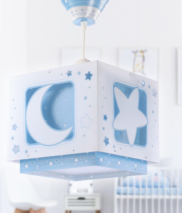 Lámpara de techo colgante azul 1 luz E27 Luna 24 cm