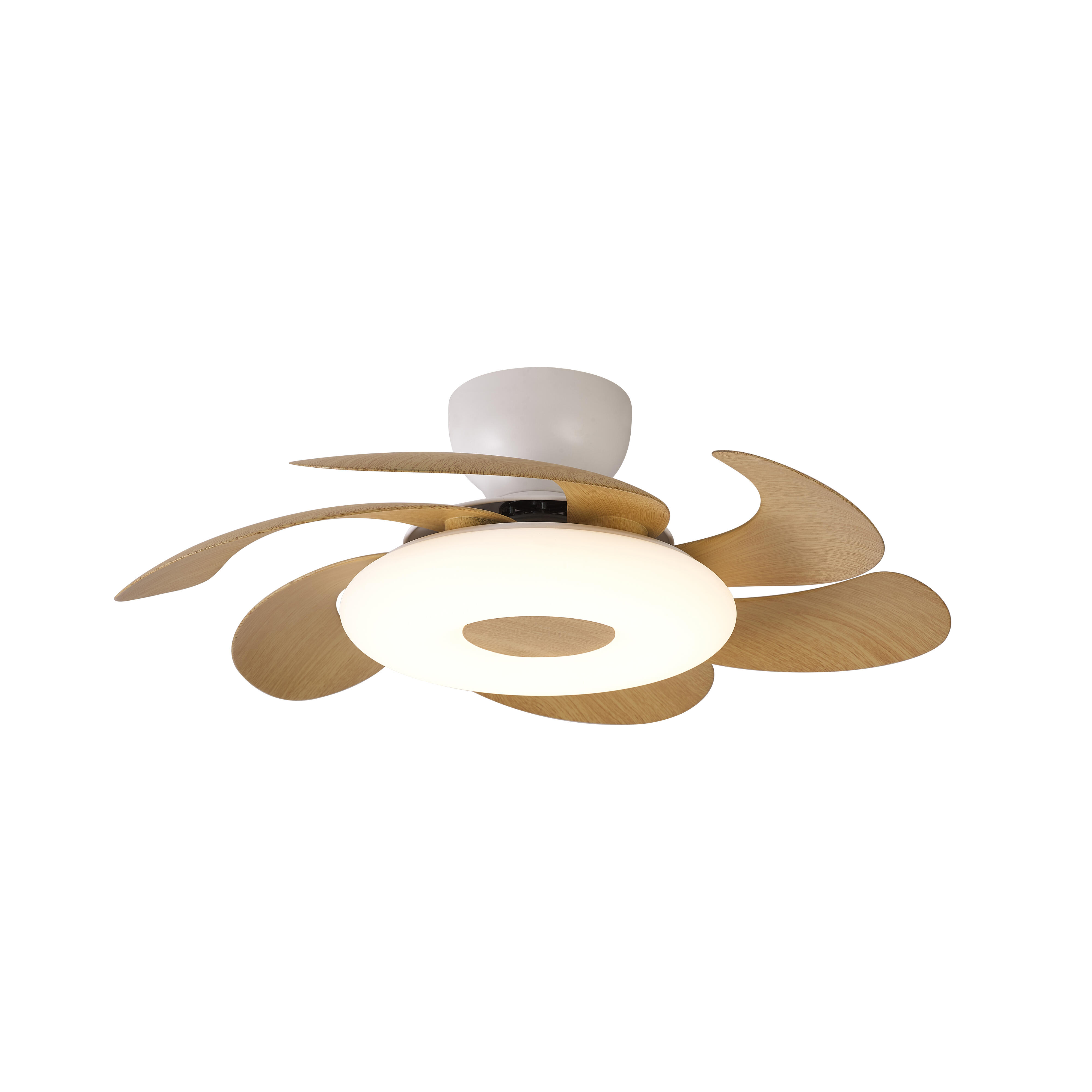 Ventilador de techo con luz silencioso DC 24W con mando ø79 cm Flower MANTRA marrón y blanco luz CCT 6 aspas retráctiles tipo lámpara| 6 velocidades| modo verano/invierno| brisa| recomendado para <13m² - 2