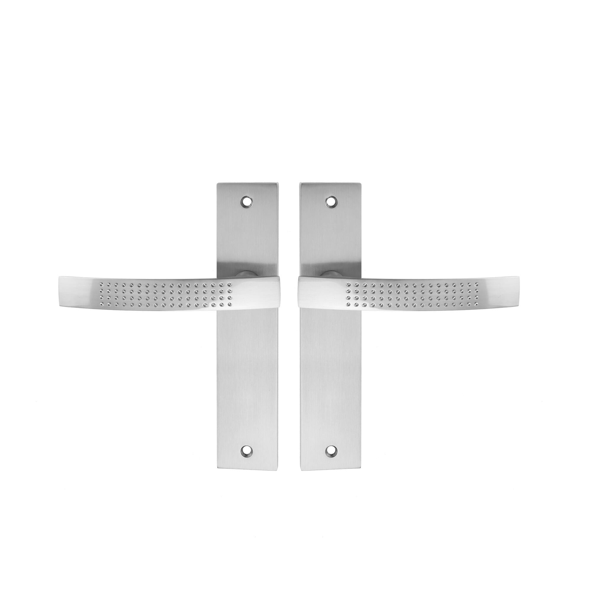 2 poignées sur plaque sans trou Louna aluminium nickel brillant, entraxe 165 mm - 3