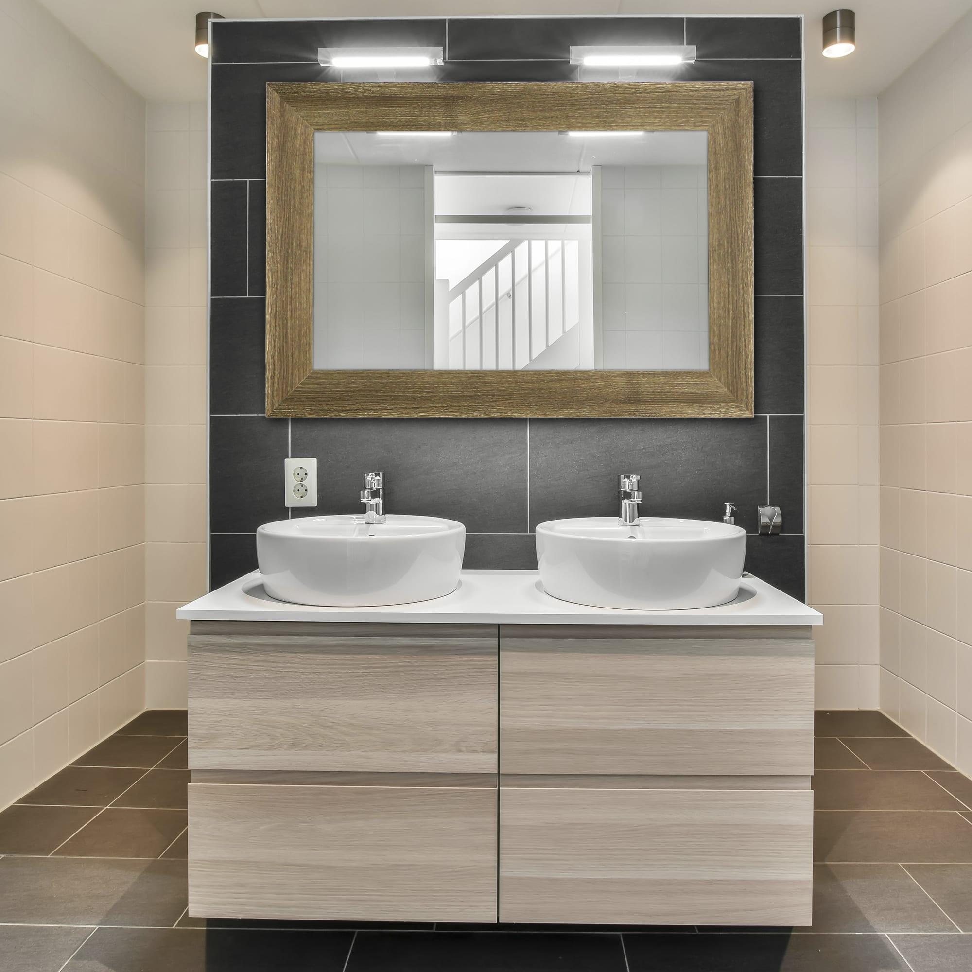 Espejo enmarcado rectangular promo marrón 50 x140 cm