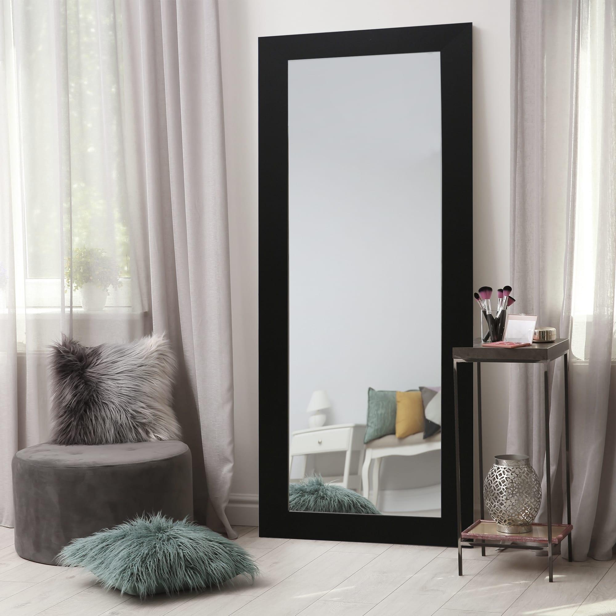 Espejo enmarcado de pared rectangular PROMO madera negro satinado de 66 x 156 cm - 2