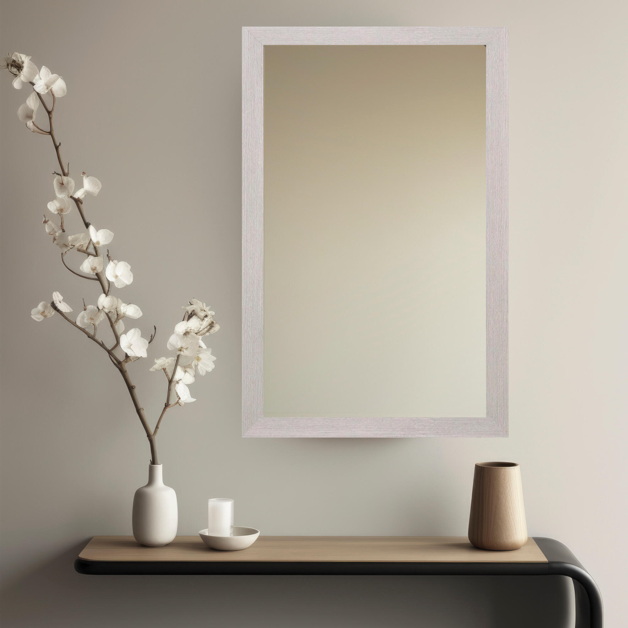 Espejo decorativo promo 75x55 cm de color blanco perla