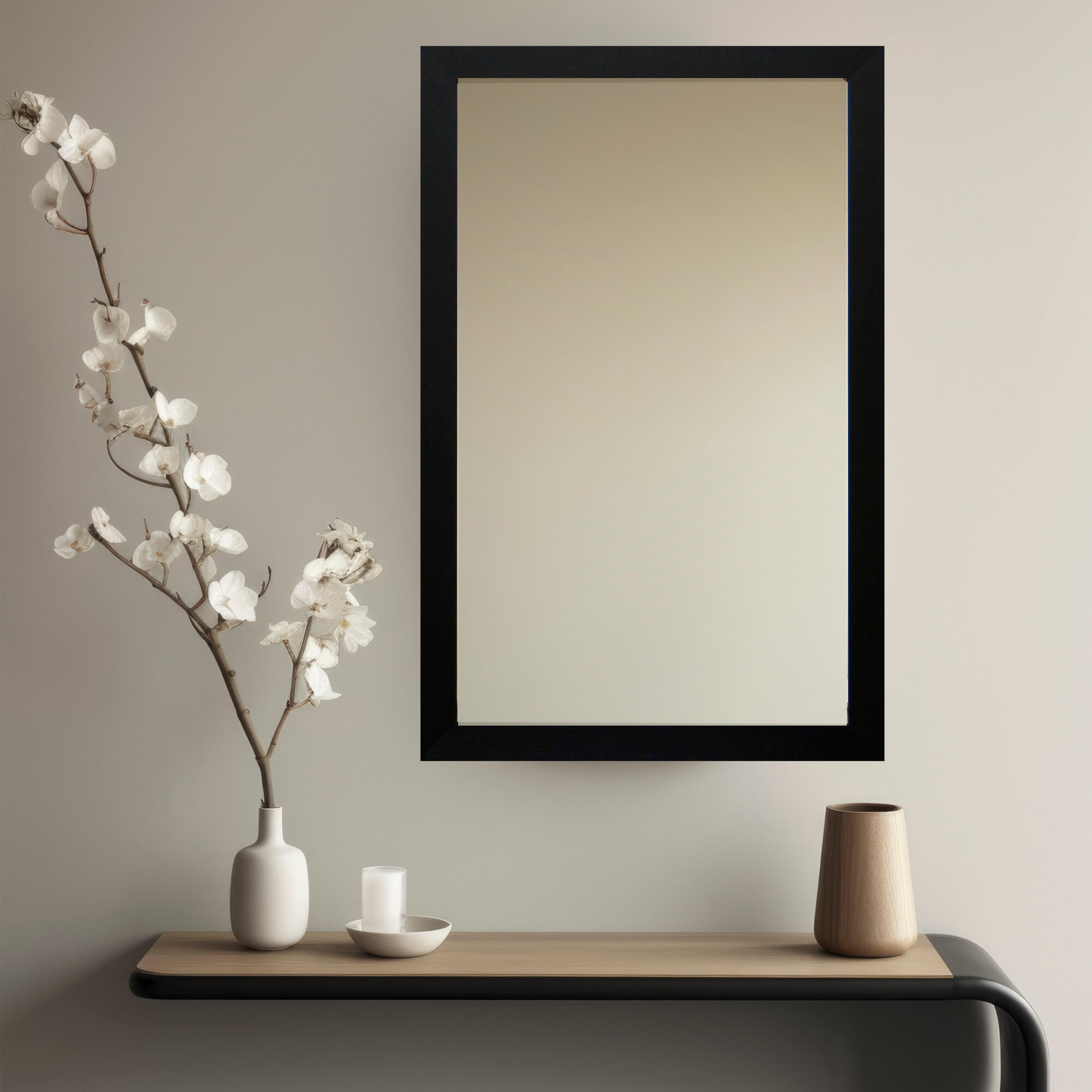 Espejo enmarcado rectangular promo negro 55 x75 cm