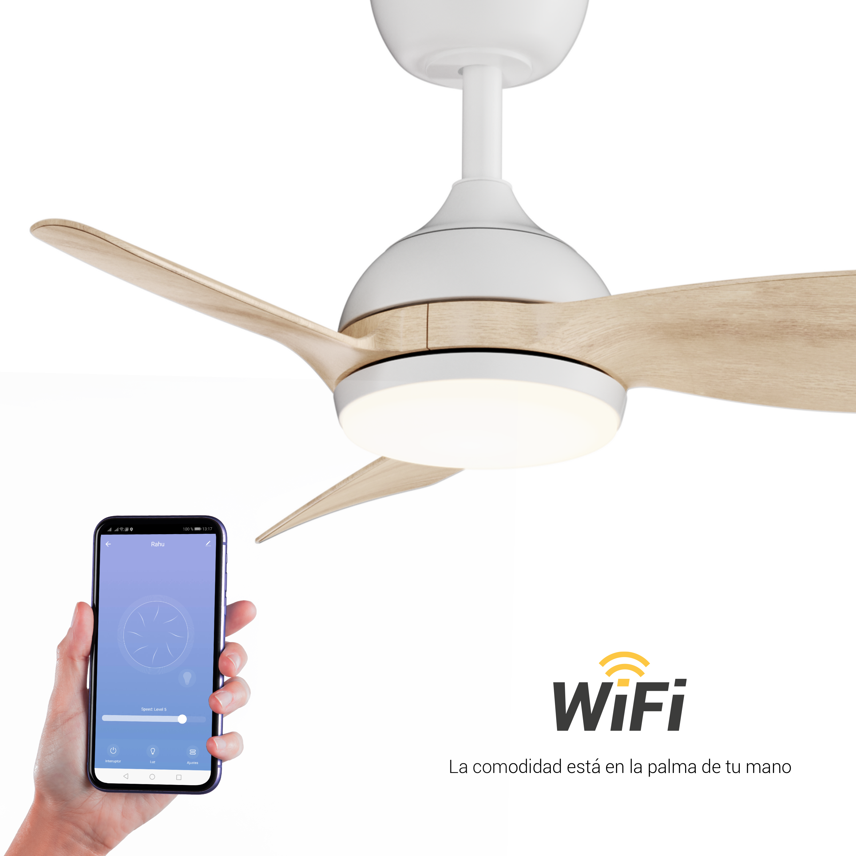 Ventilador de techo con luz silencioso DC 25W con mando ø75 cm Sunset SULION blanco luz CCT 3 aspas| 6 velocidades| modo verano/invierno| recomendado para <13m² - 4