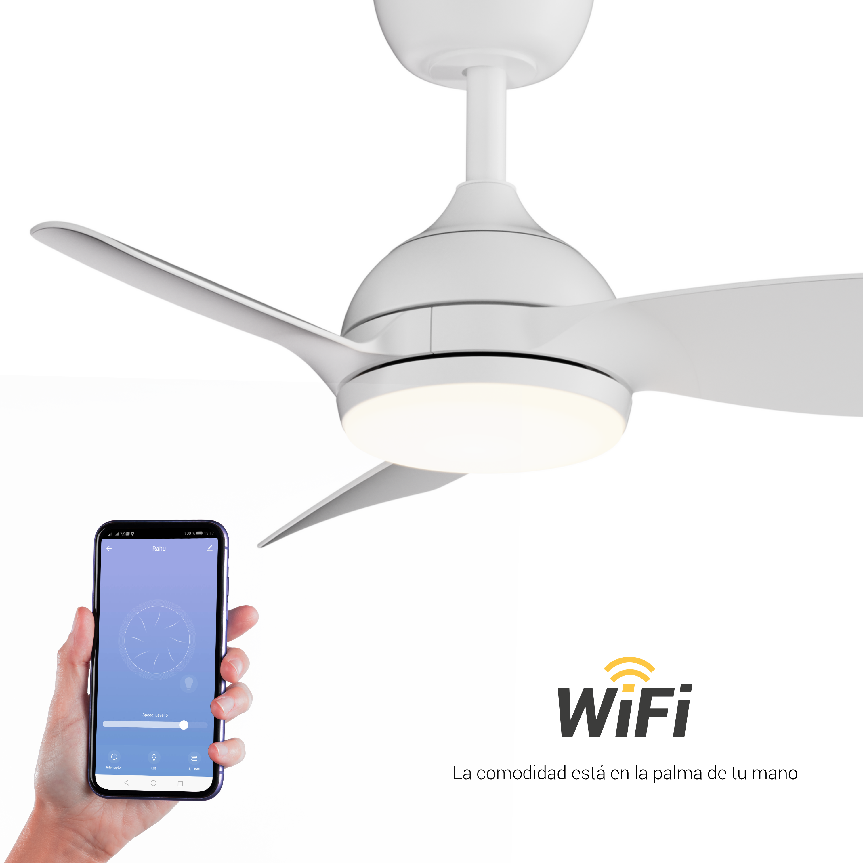 Ventilador de techo con luz silencioso DC 25W con mando ø75 cm Sunset Wifi SULION blanco luz CCT 3 aspas| 6 velocidades| modo verano/invierno| recomendado para <13m² - 2
