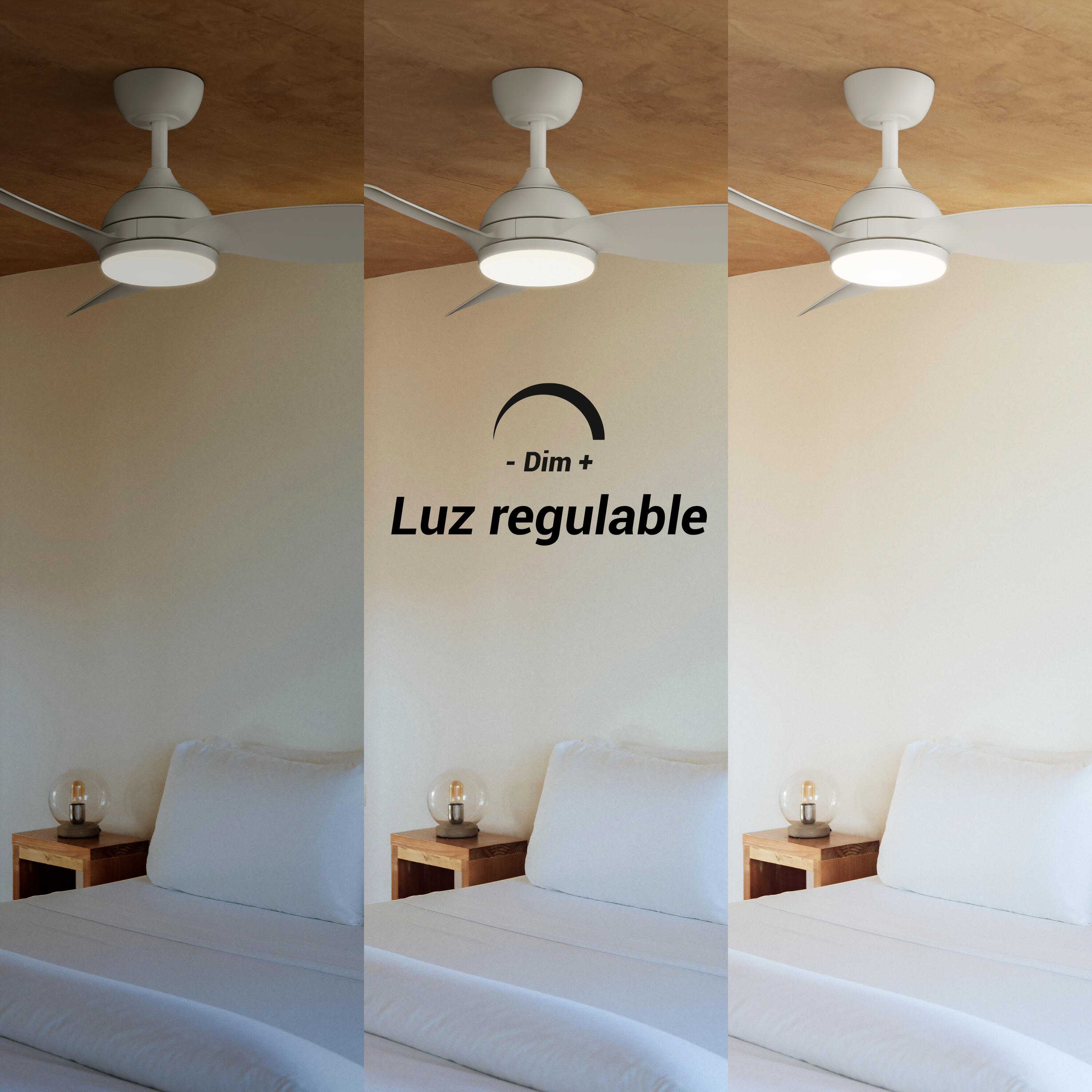 Ventilador de techo con luz silencioso DC 25W con mando ø75 cm Sunset Wifi SULION blanco luz CCT 3 aspas| 6 velocidades| modo verano/invierno| recomendado para <13m² - 8