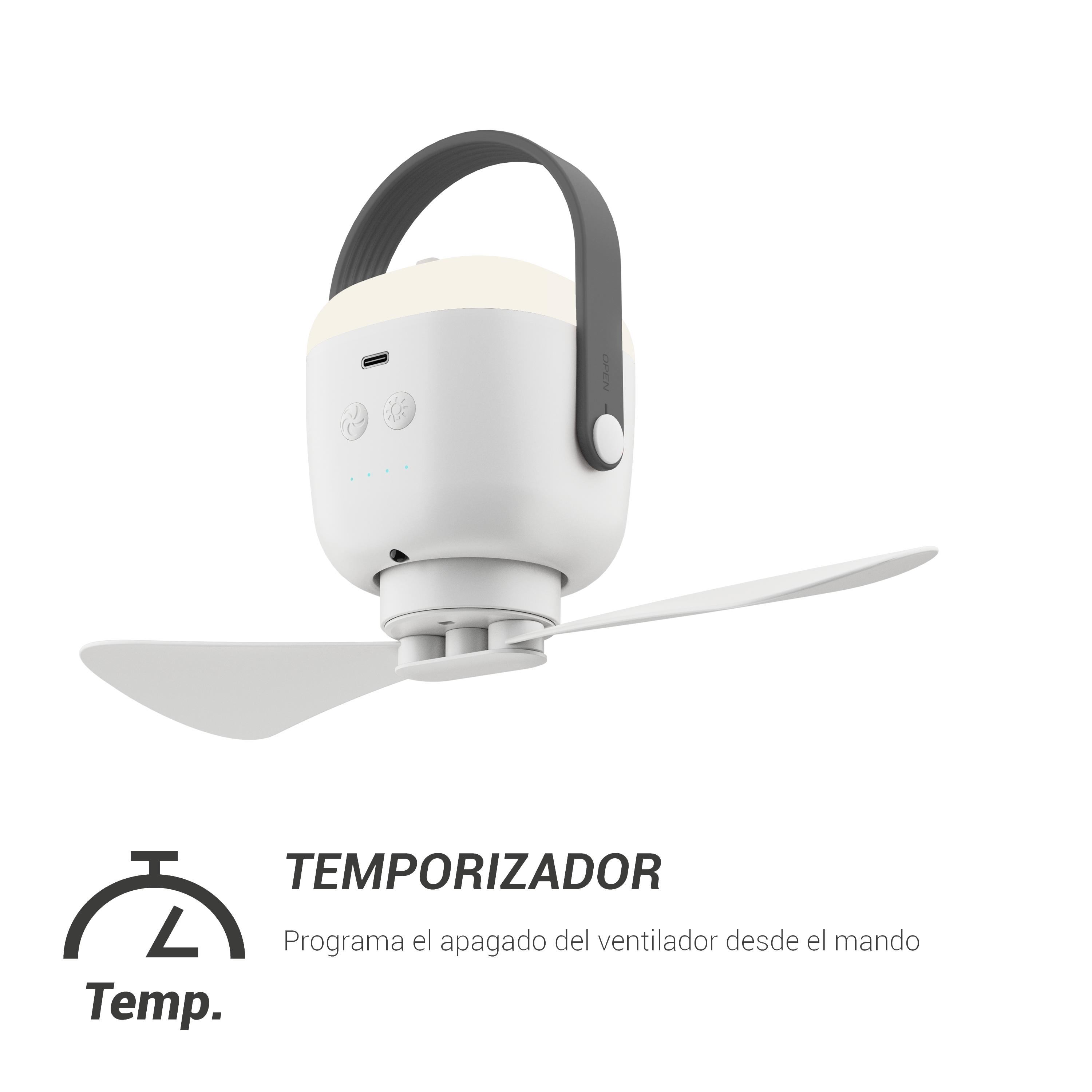 Ventilador de techo con luz portátil silencioso DC 3W con mando ø25 cm Camp SULION blanco luz neutra 2 aspas| 3 velocidades| modo verano/invierno| temporizador| recomendado para <13m² - 6
