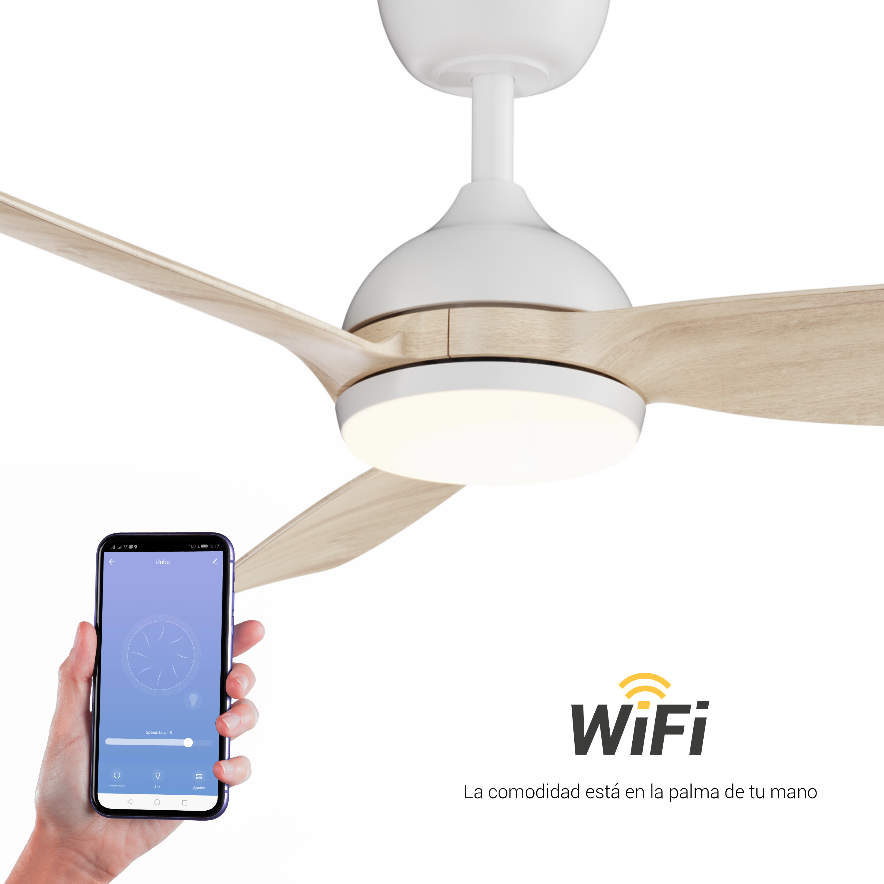 Ventilador de techo con luz silencioso DC 31W con mando ø110 cm Sunset SULION blanco luz CCT 3 aspas| 6 velocidades| modo verano/invierno| recomendado de 13 a 20m² - 2