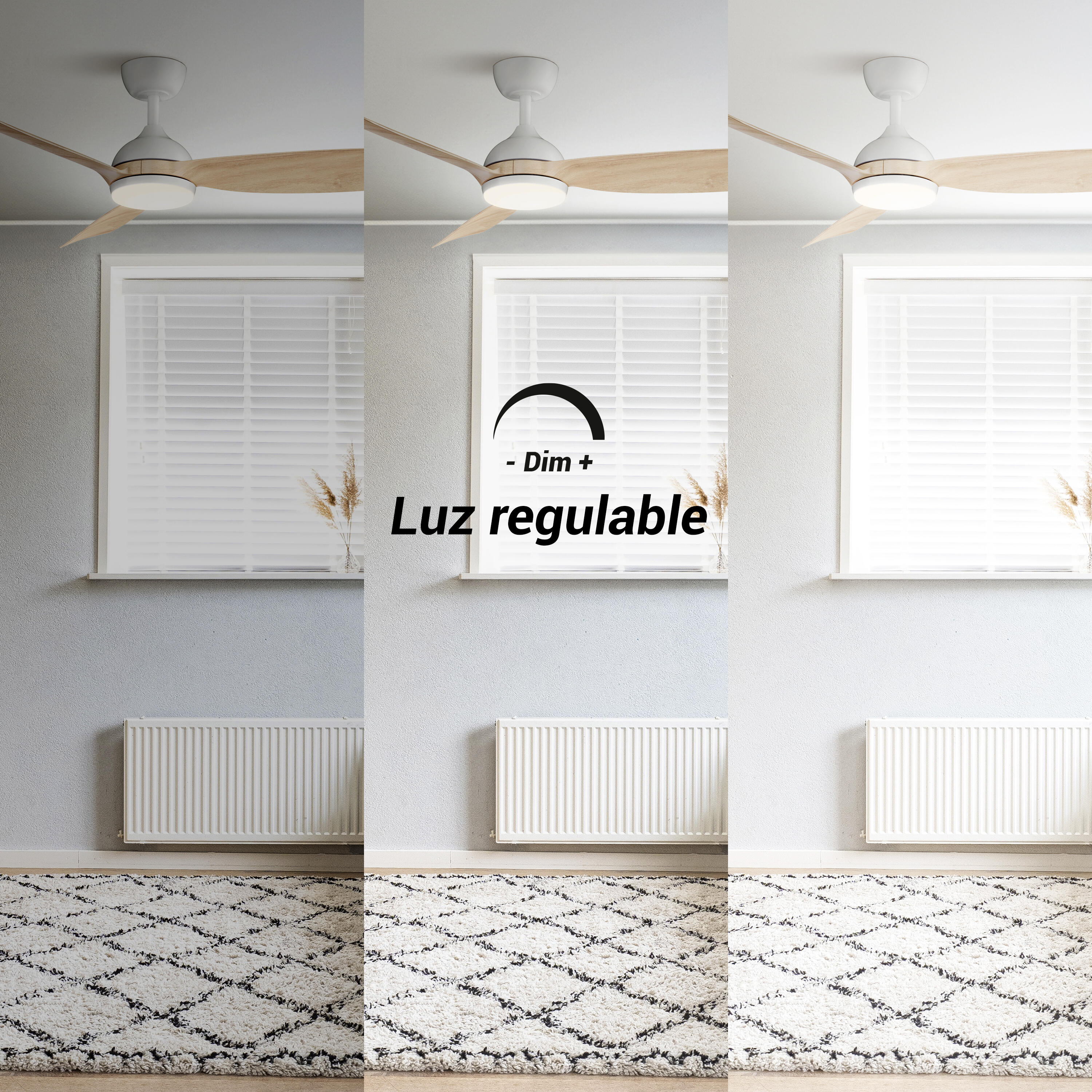 Ventilador de techo con luz silencioso DC 31W con mando ø110 cm Sunset SULION blanco luz CCT 3 aspas| 6 velocidades| modo verano/invierno| recomendado de 13 a 20m² - 9
