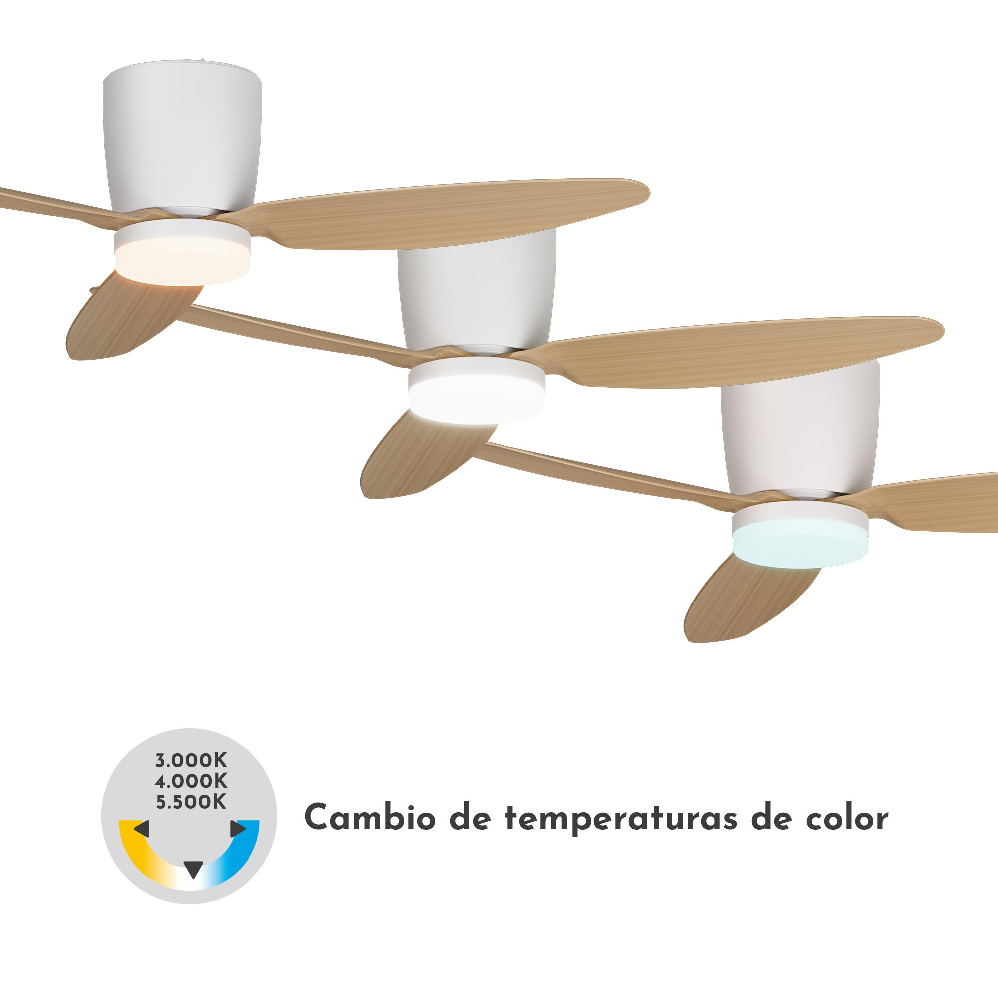 Ventilador de techo con luz silencioso DC Arte Confort Conil blanco 122 cm - 7